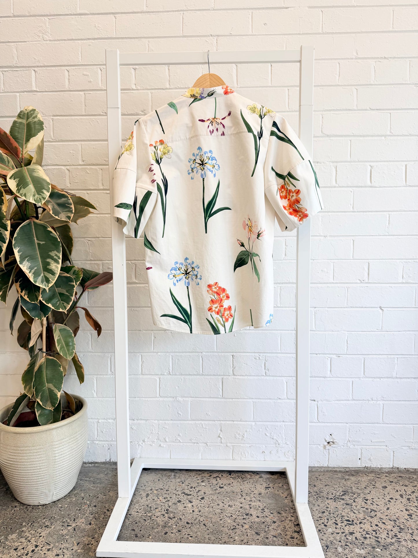 Leo Lin White Botanical Print Jemma Blouse - Size 12