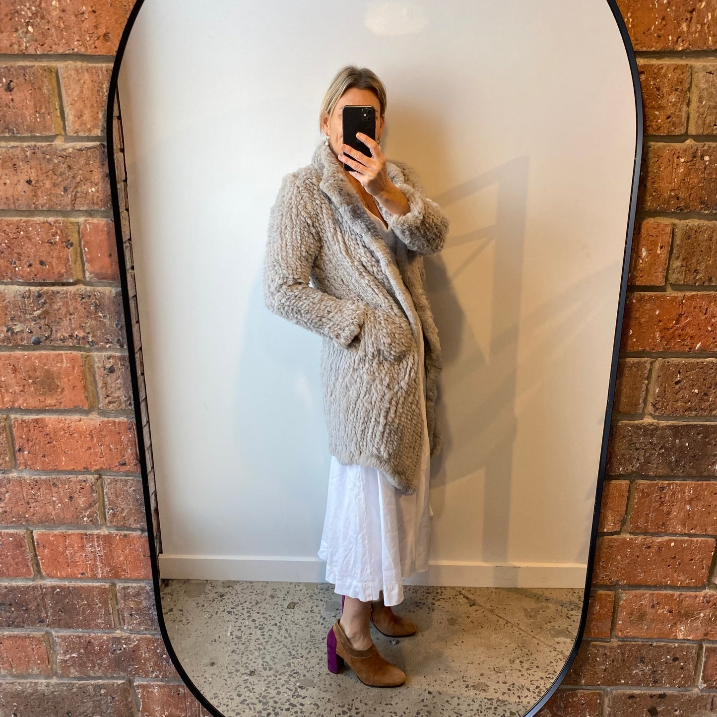 Friends with Frank Fur Jacket in Light Grey- Size Small (8/10)