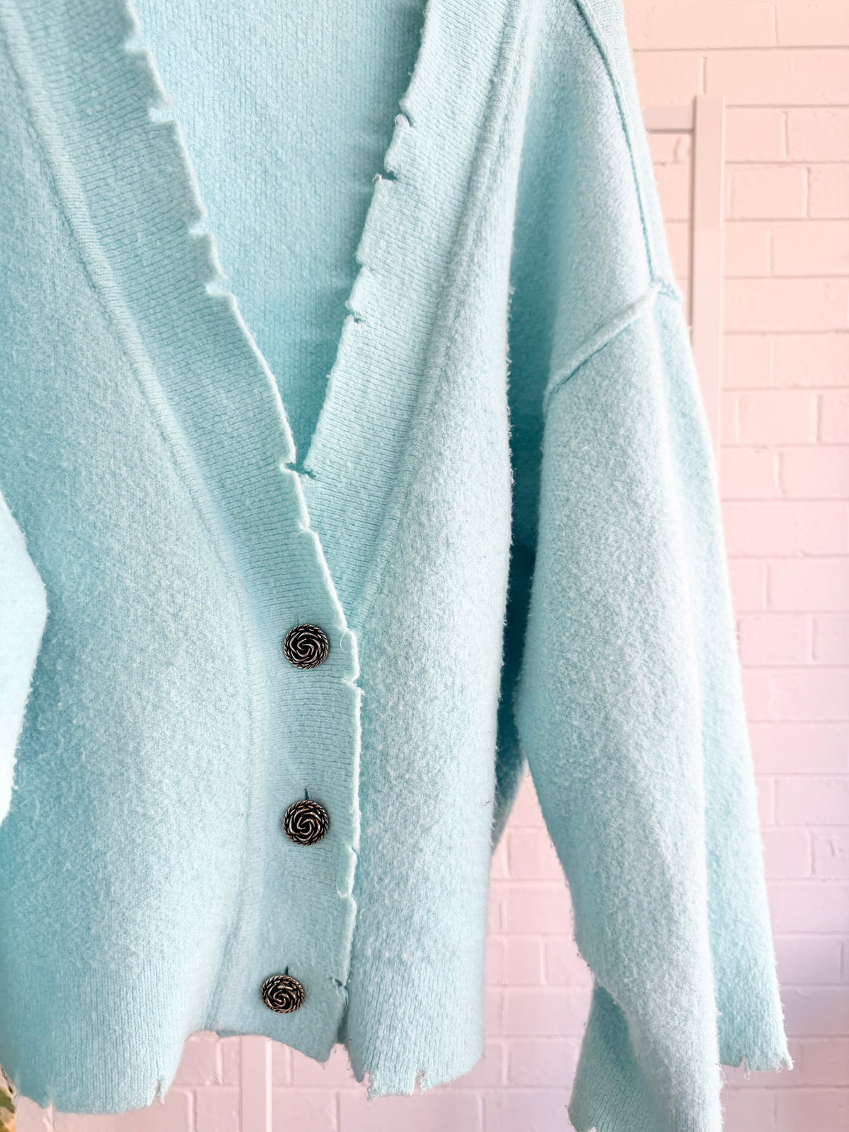BLANCA Oversized Pepa Cardigan in Turquoise - Size Small (10-14)