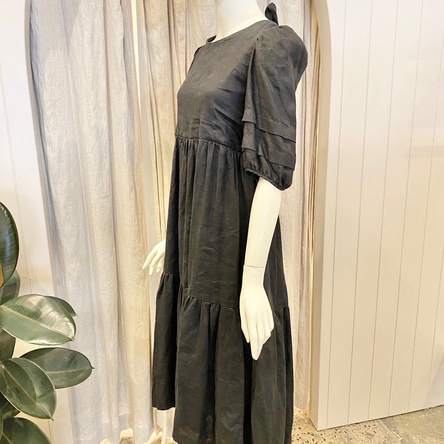 Aere Linen Midi Dress - Size 10