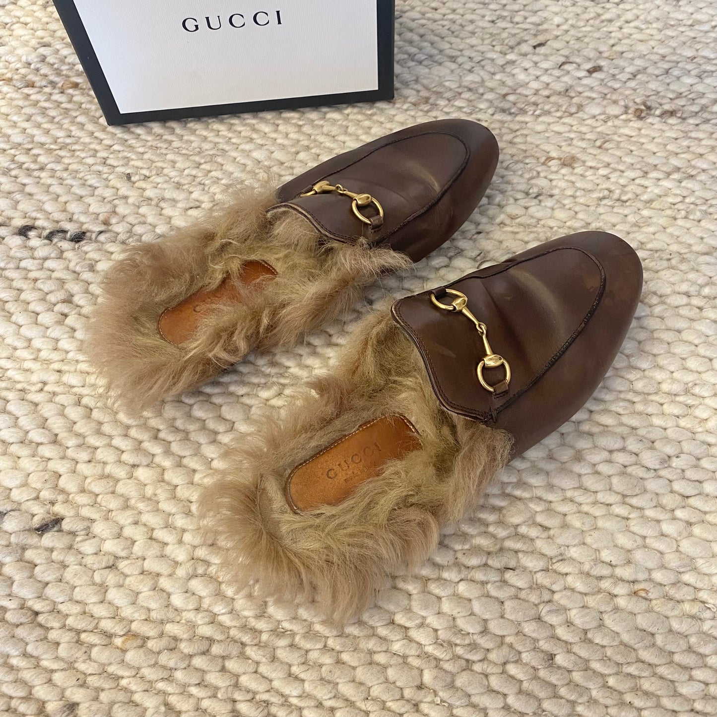 Gucci 'Princetown' Fur Loafer in Brown - Size 38