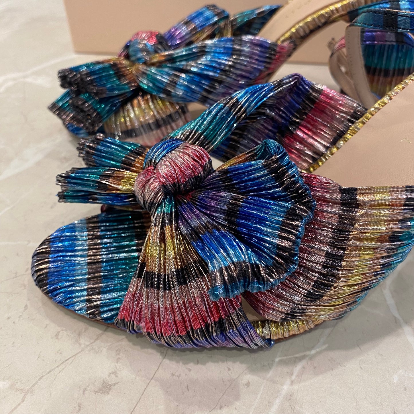 Loeffler Randall Camellia Bow Heels in Rainbow - Size 8