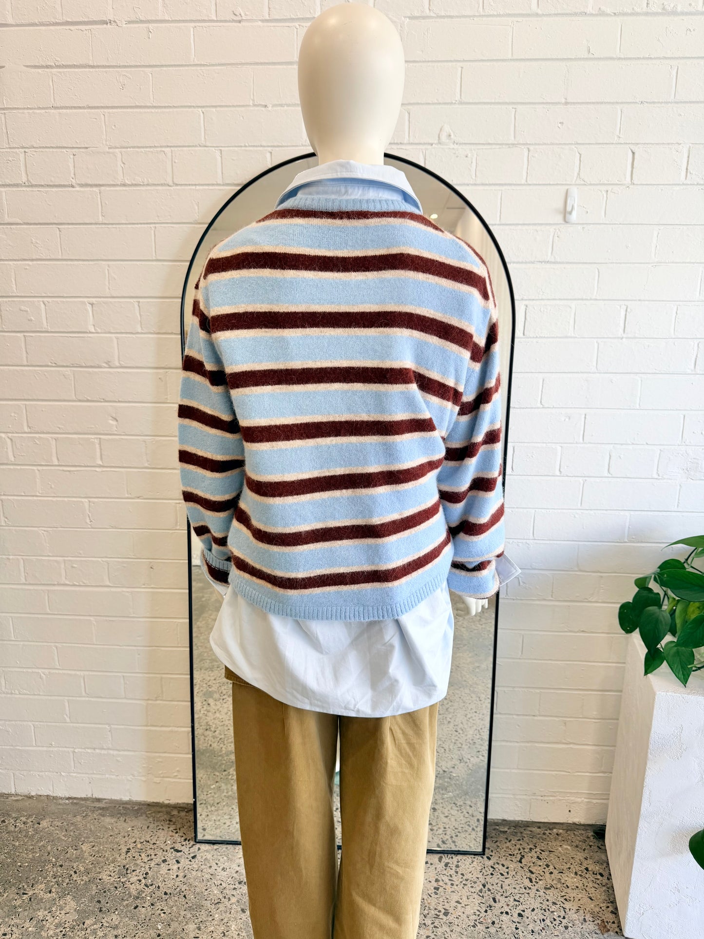 Ceres Life 'Bonnie Lofty' Knit Jumper in Blue Stripe - Size M