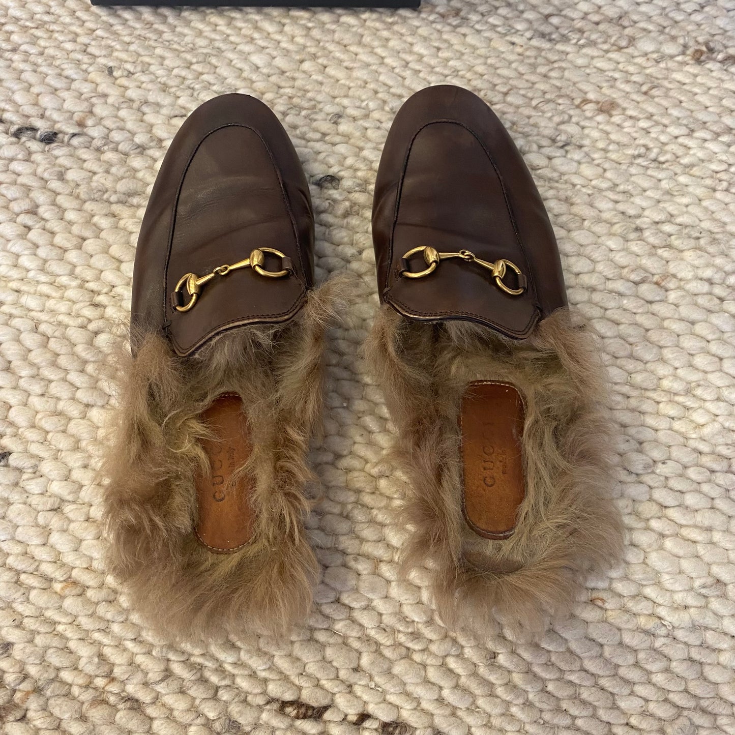 Gucci 'Princetown' Fur Loafer in Brown - Size 38