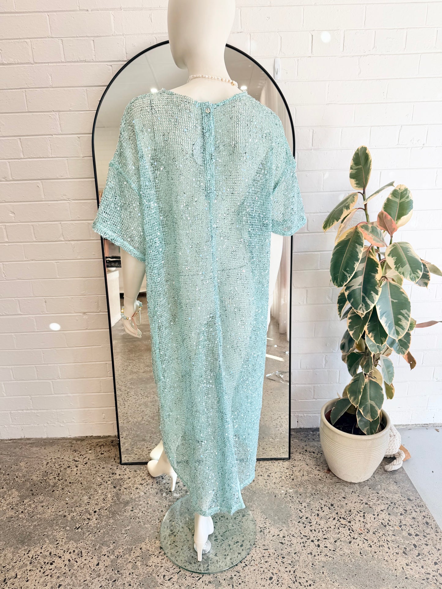 Vrg Girl Blue Sequin Midi Dress - Size 6 (oversized to fit an 8-10)