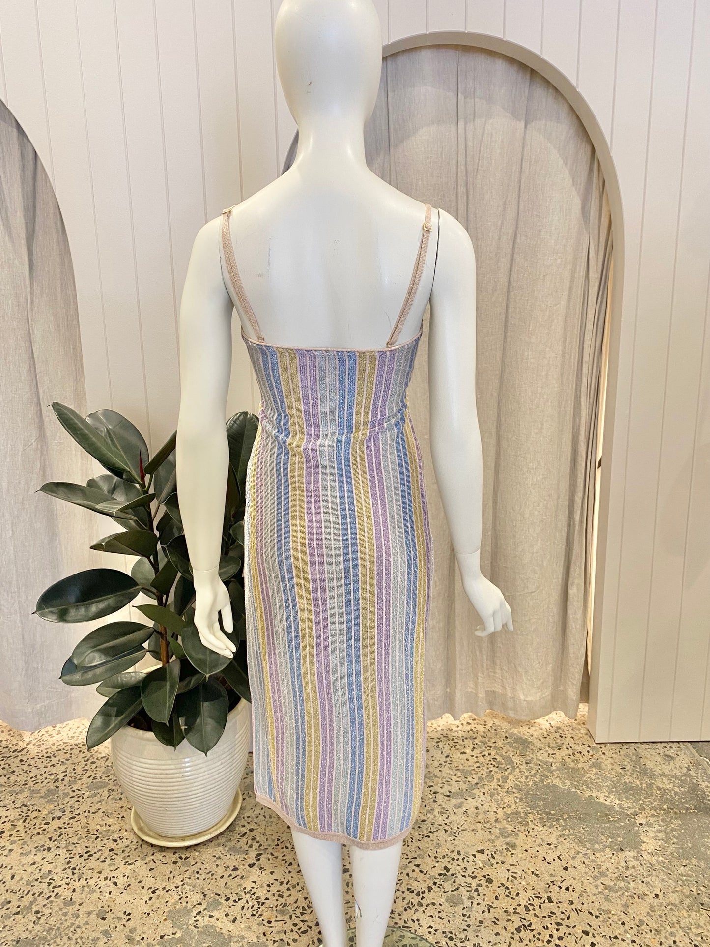 Suboo Elise Cutout Dress in Metalic Stripe - Size XS (6/8)