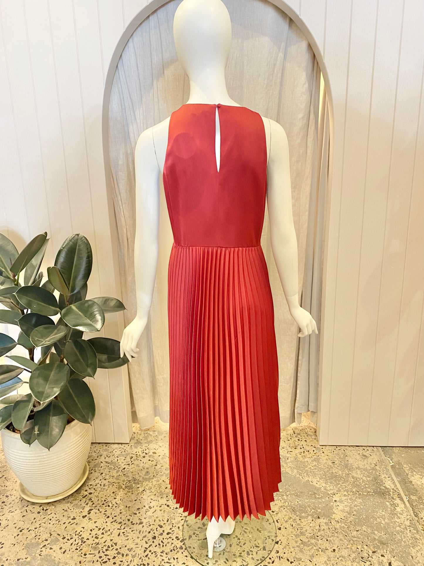 Massimo Dutti Pleated Midi Dress - Size 10