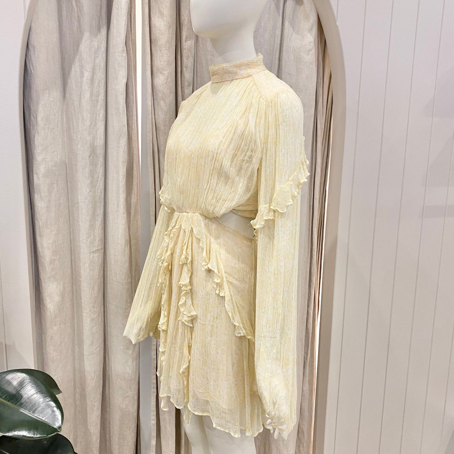 Shona Joy Yellow Floral Cut Out Dress - Size 10