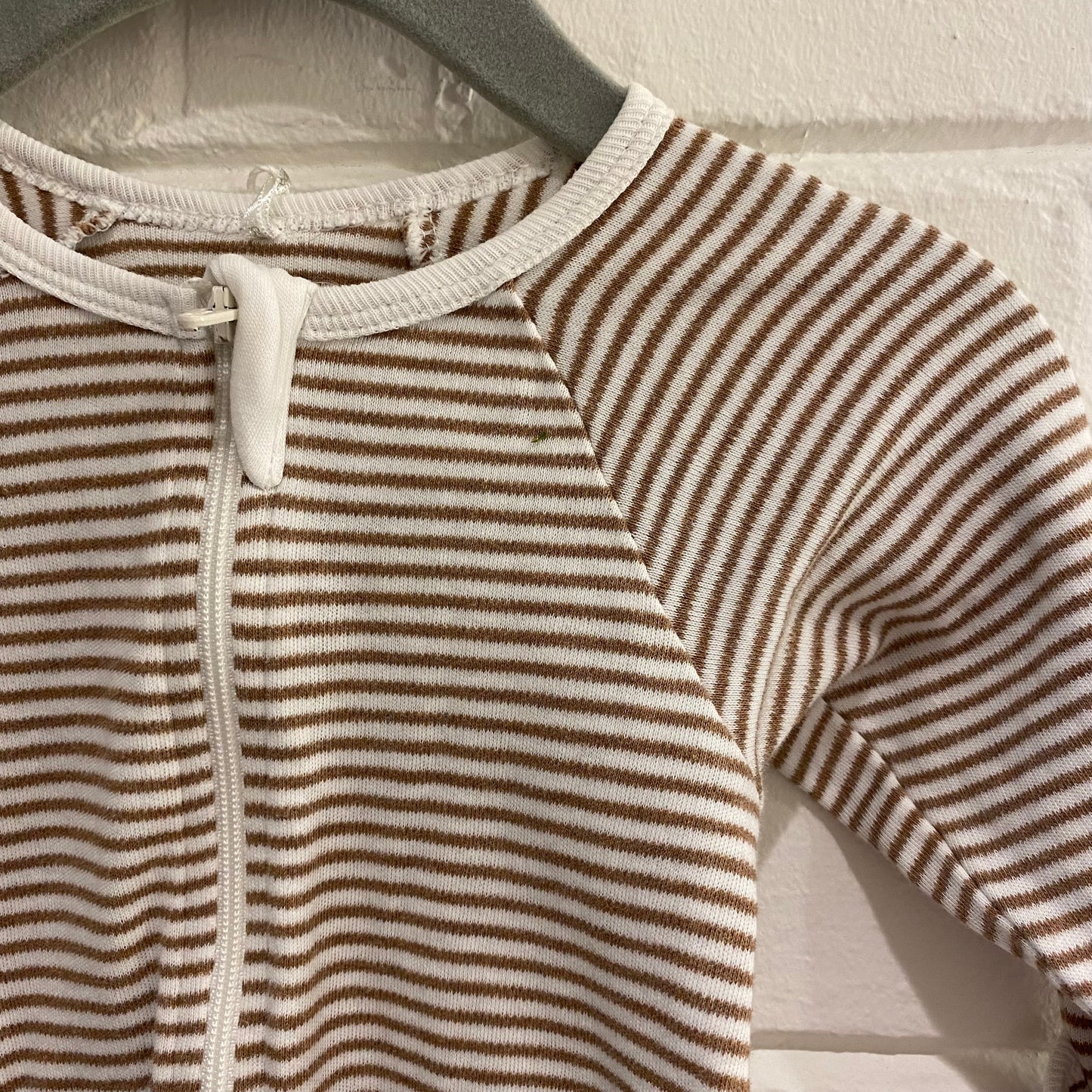Purebaby Brown and White Onesie - Size 000