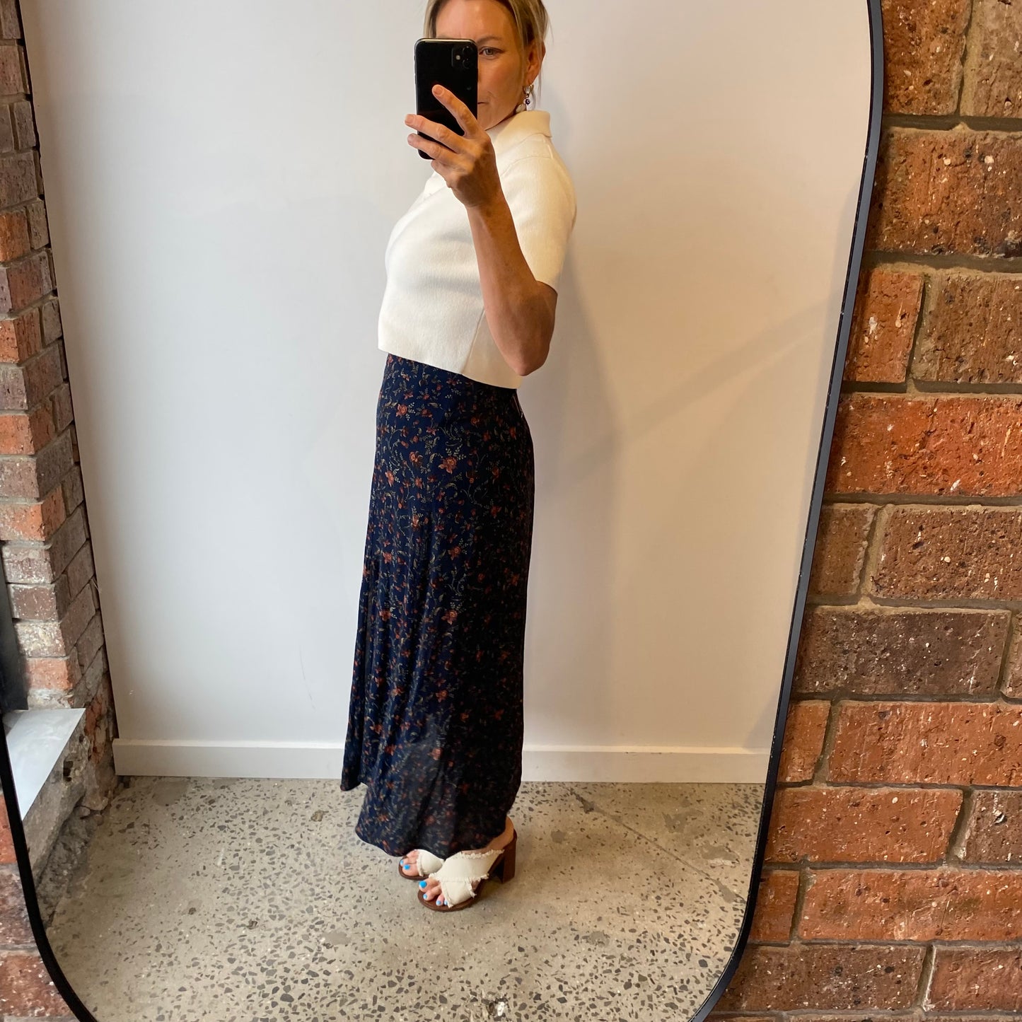 Zimmermann Navy Floral Midi Skirt - Size 2 (10)