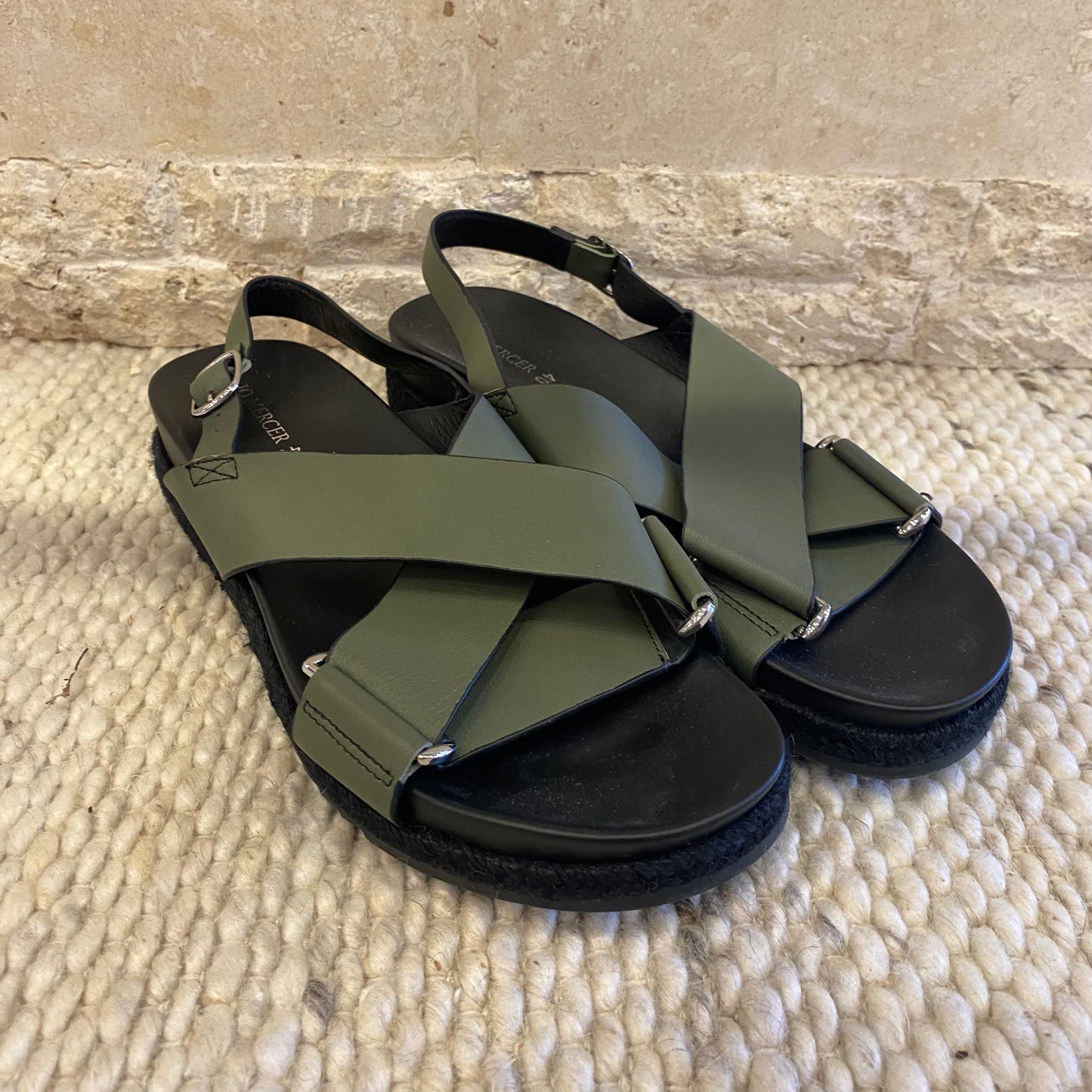 Jo Mercer Miles Sandals in Olive - Size 40
