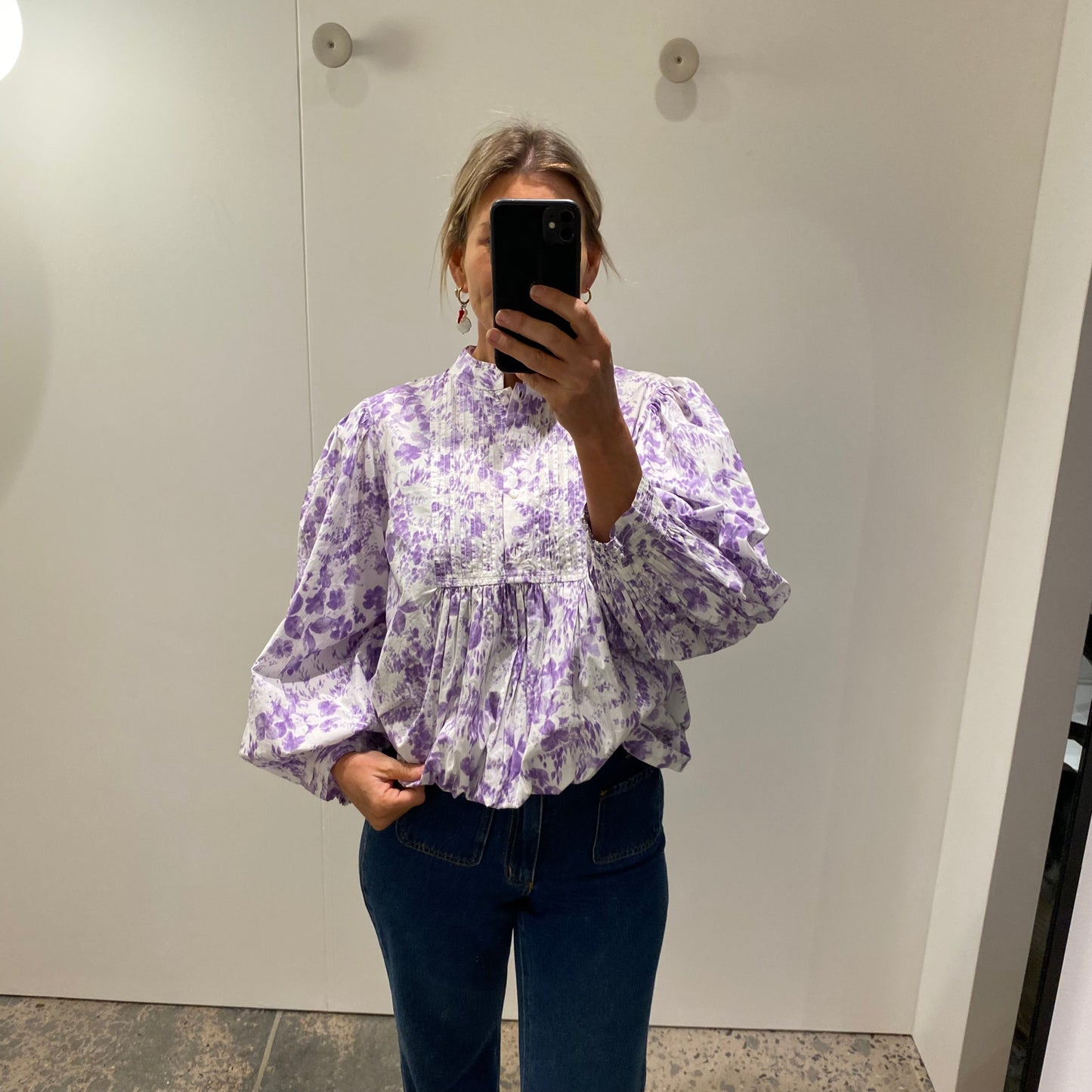 byTiMo Poplin Blouse / Mini Dress in Lilac Floral - Size 12