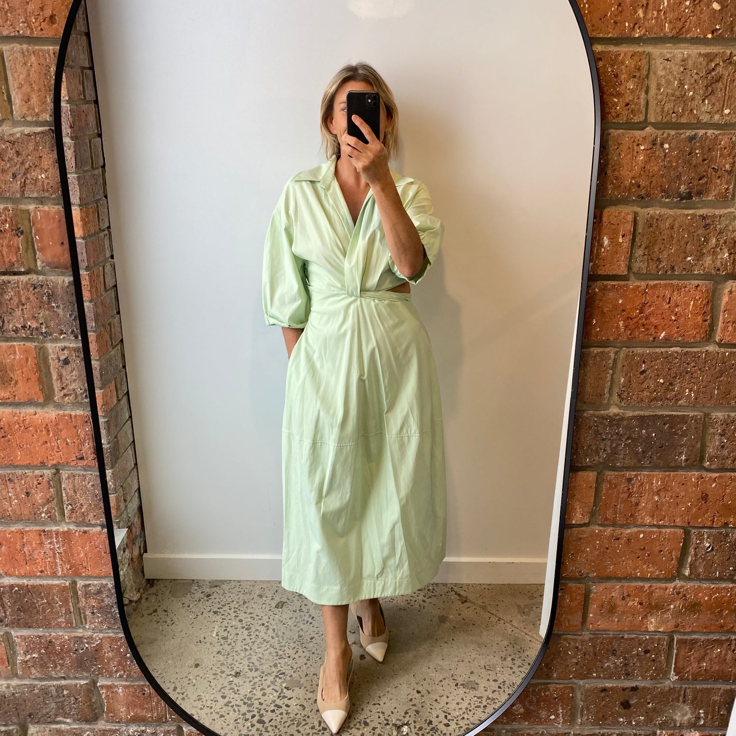 Camilla & Marc Kyra Cocoon Midi Dress in Sour Apple - Size 12
