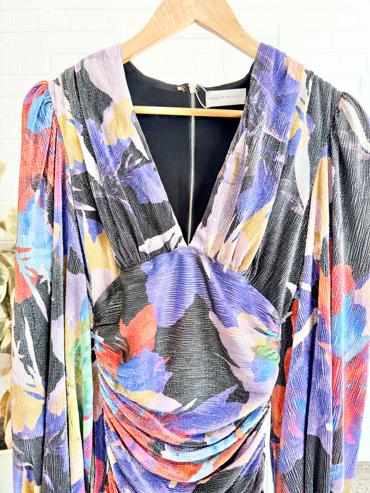 Rebecca Vallance Belladonna Long Sleeve Mini Dress — Floral Print - Size 8