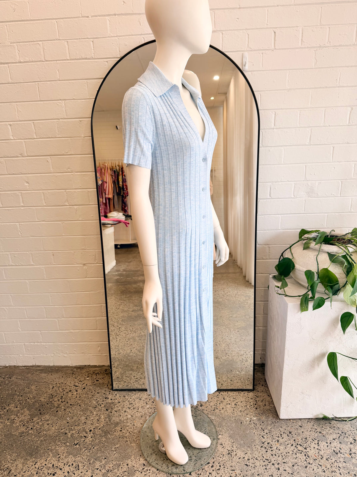 Scanlan Theodore Blue Pleated Rib Placket Dress - Size S (10)