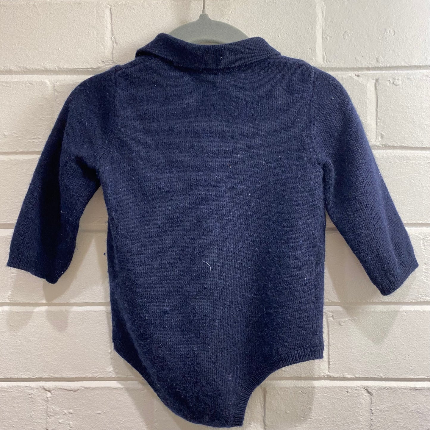 Country Road Polo Knit Long Sleeve Bodysuit in Navy - Size 0 (6-12mth)