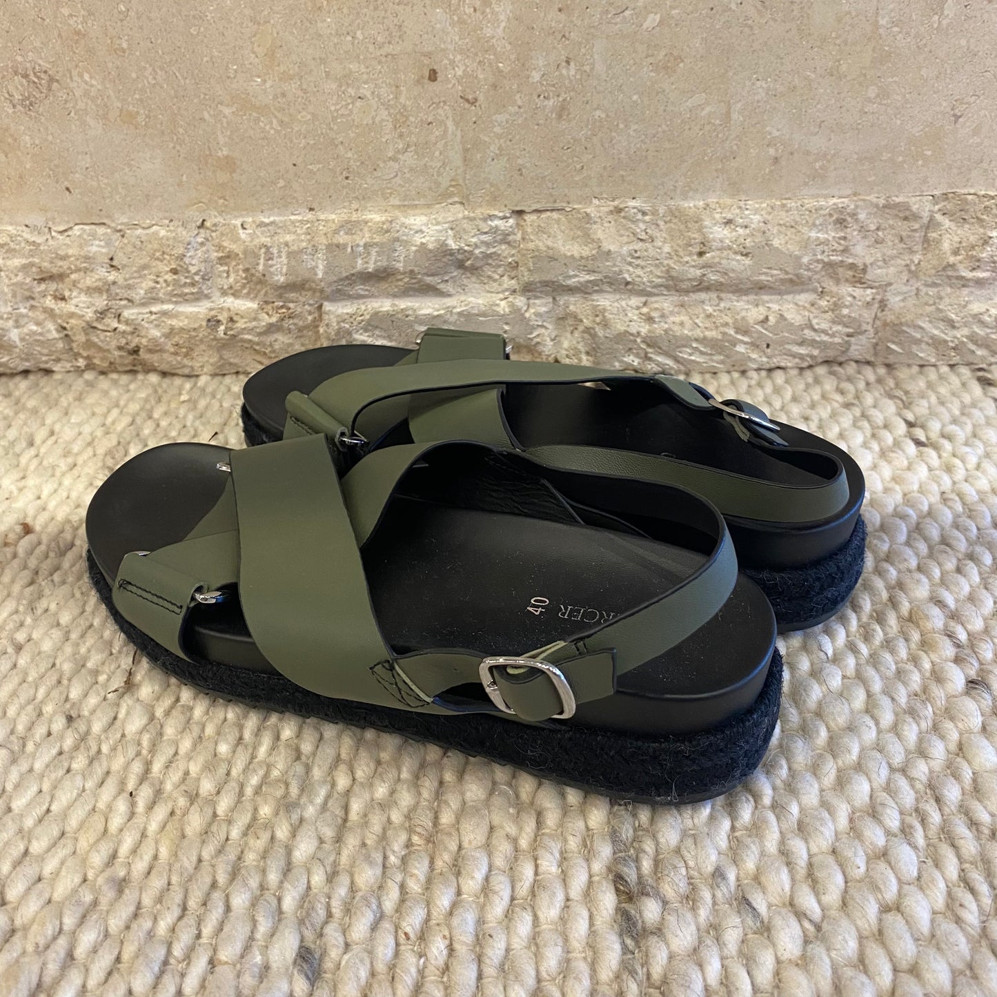 Jo Mercer Miles Sandals in Olive - Size 40