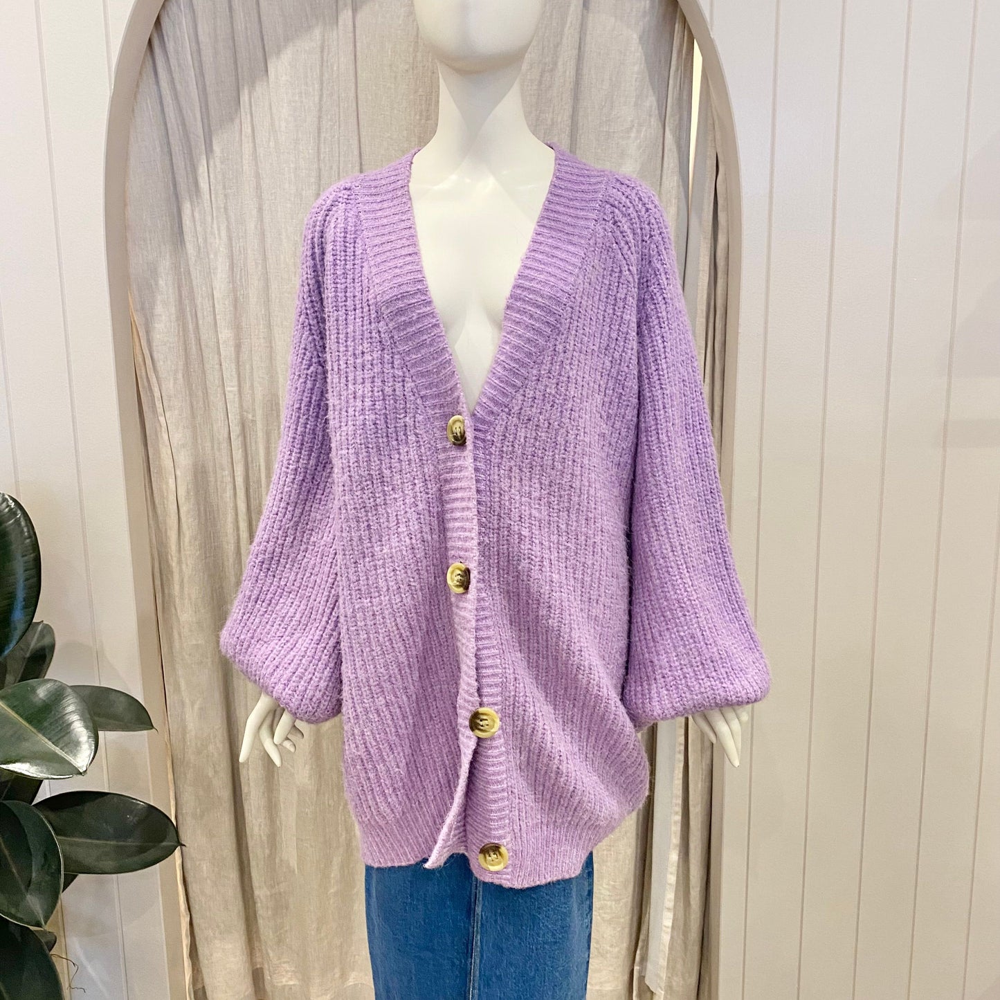 La Boheme Girls 'Elsie' Knit Cardigan in Purple - One Size