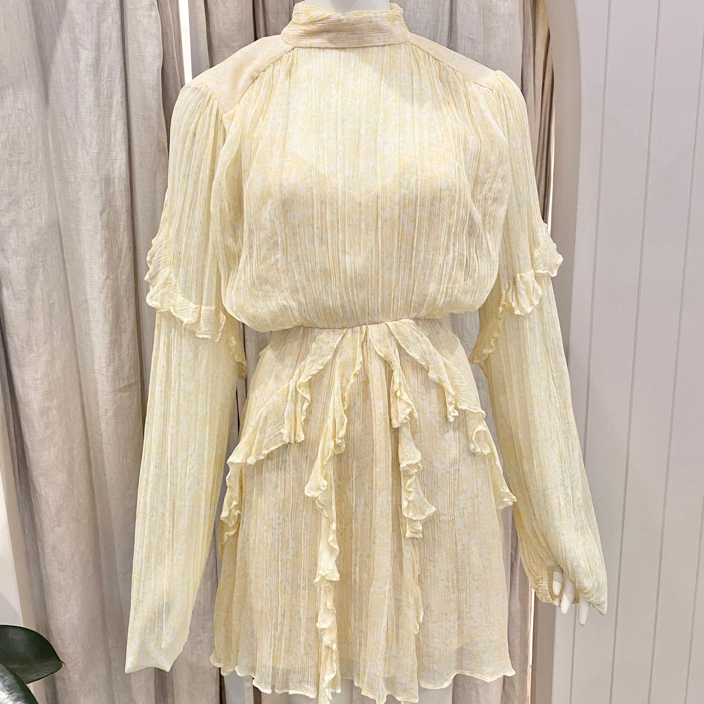 Shona Joy Yellow Floral Cut Out Dress - Size 10