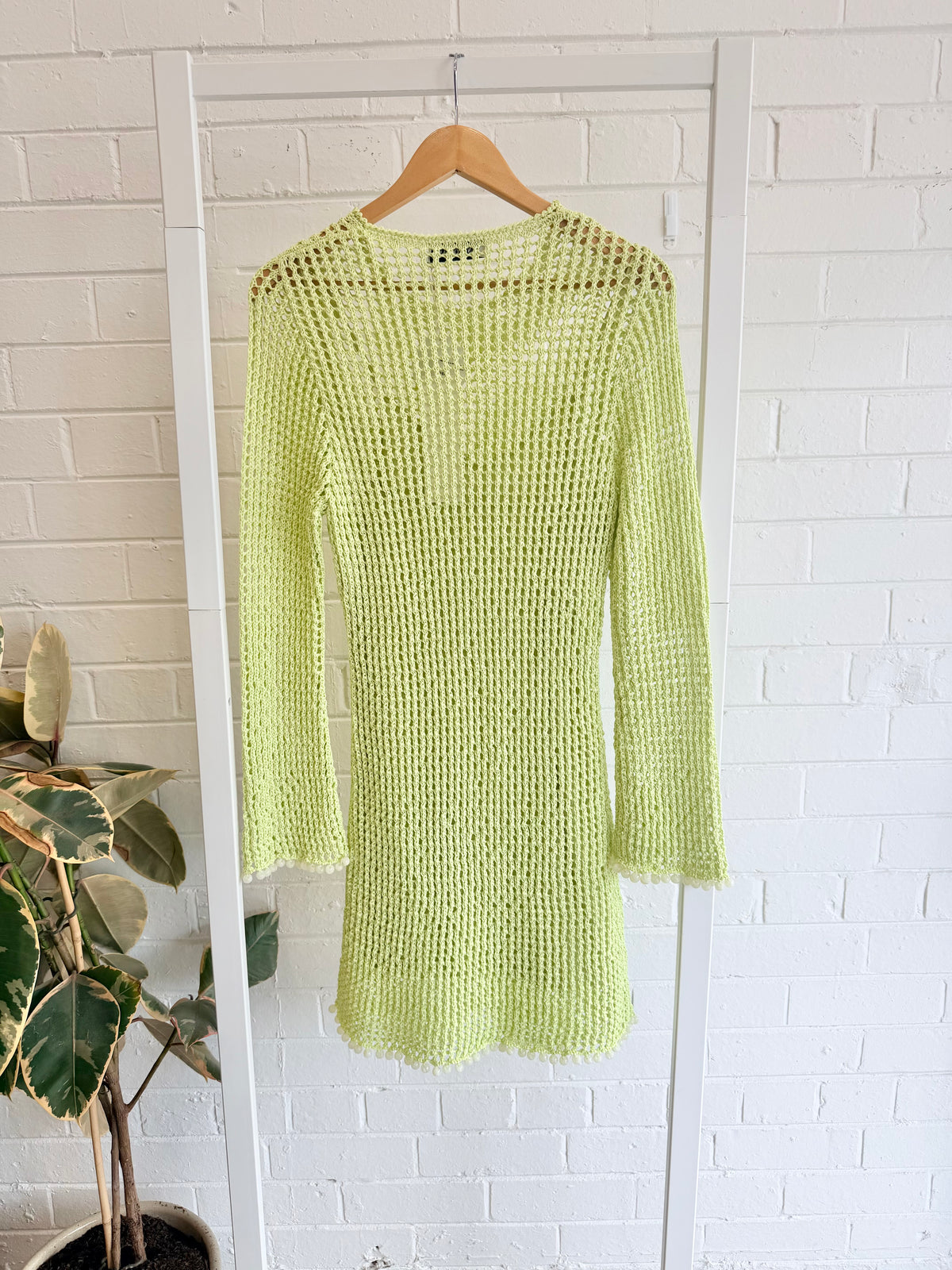 Antipodean Crochet Mini Dress in Melon - Size 8