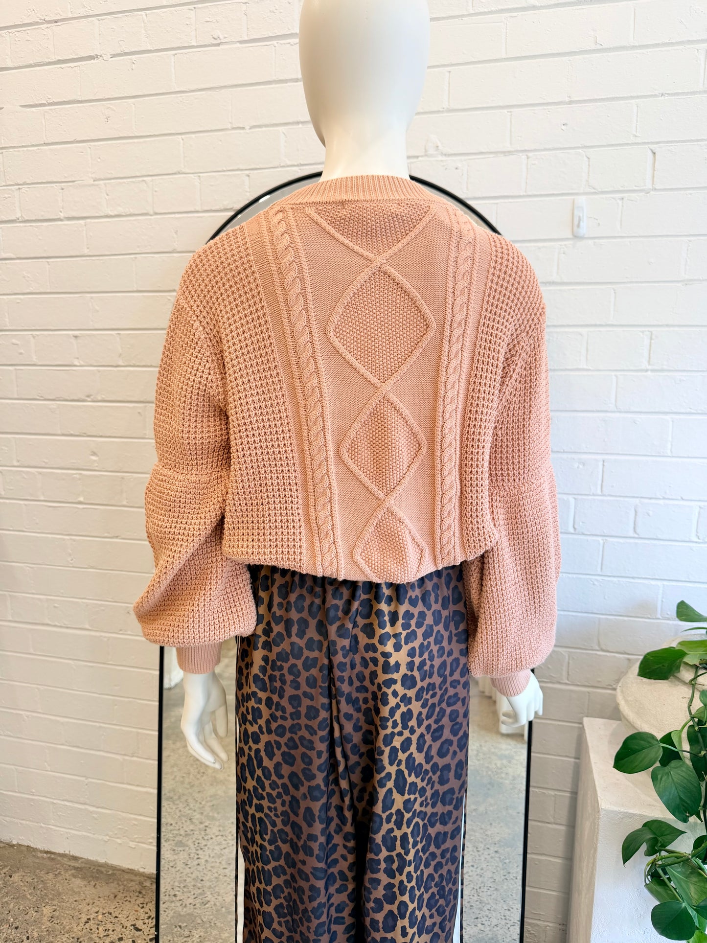 Shona Joy Blush Seidler Cable Knit Jumper - Size L (12)
