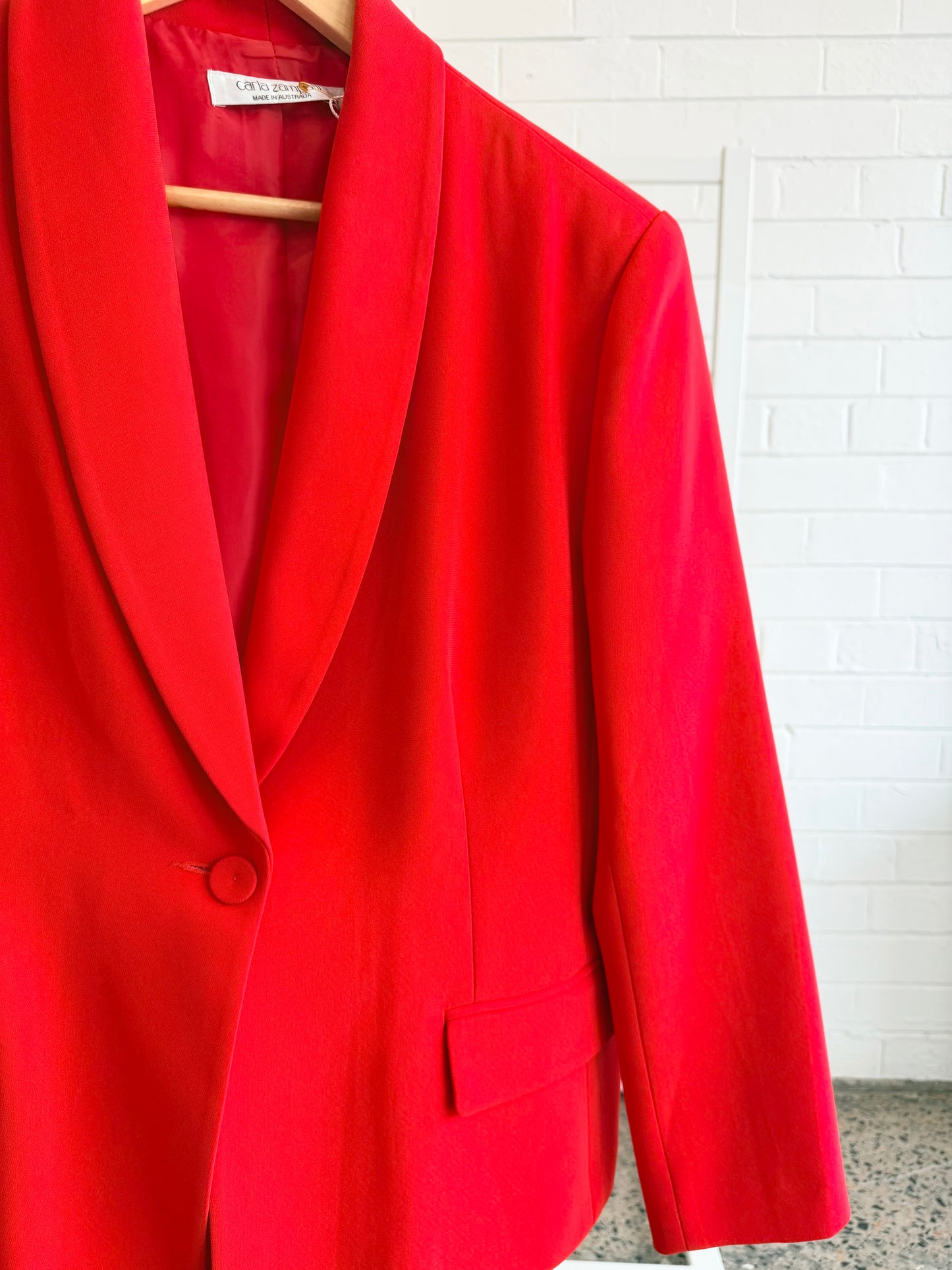 Carla Zampatti Red Single Breasted Blazer - Size 12