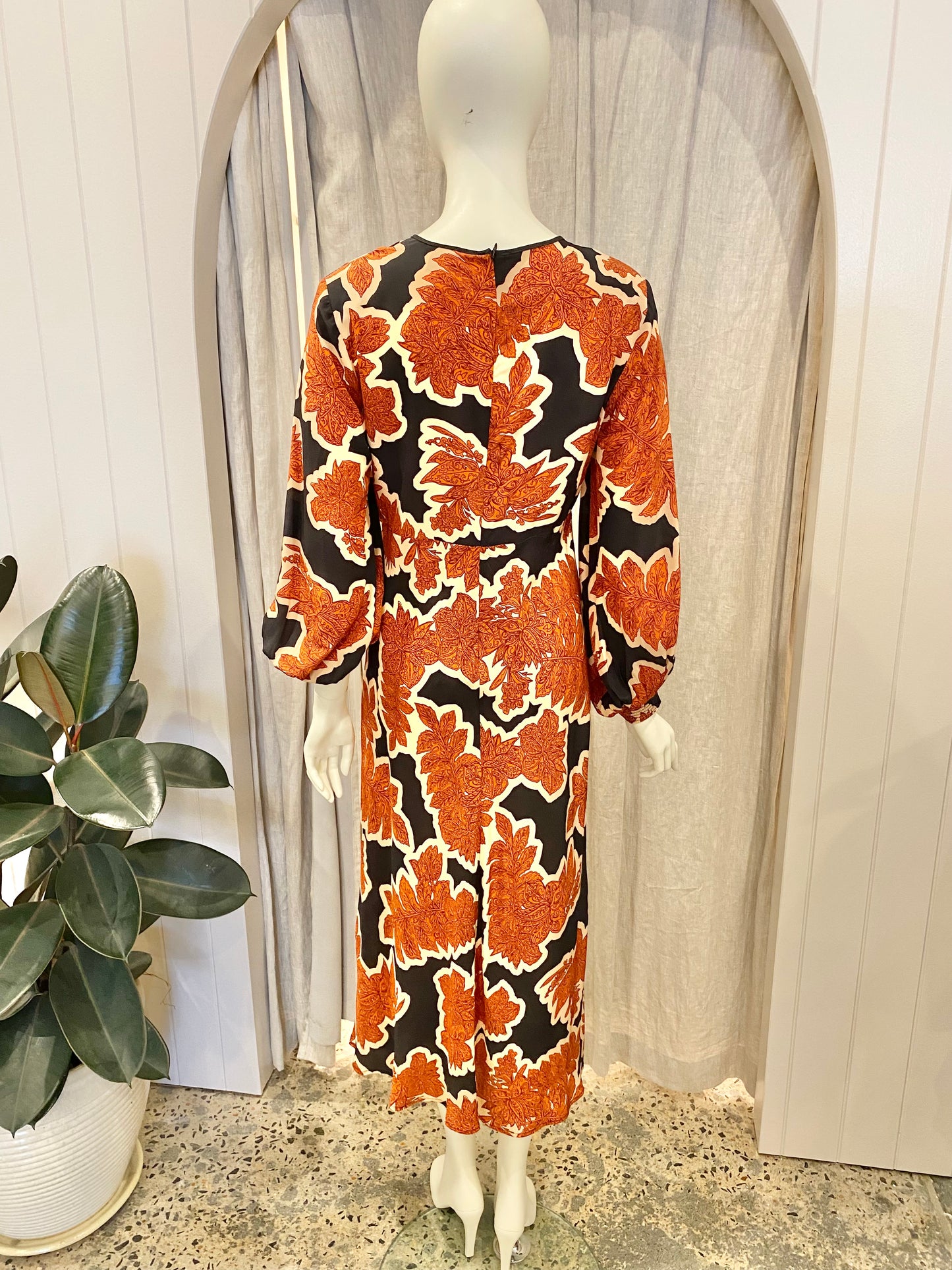 Husk Floral Midi Dress - Size 10