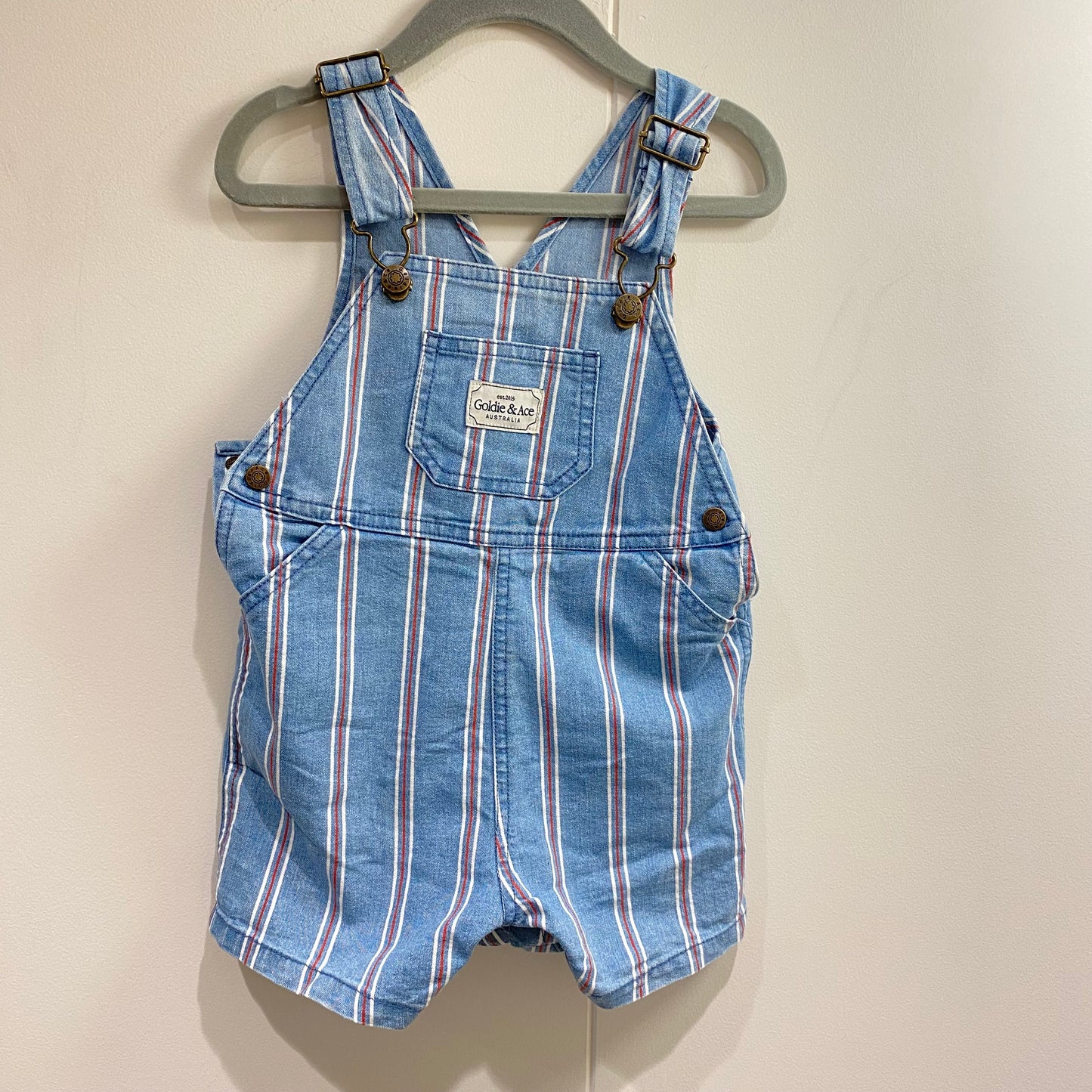 Goldie & Ace 'Burton' Striped Denim Overalls - Size 1