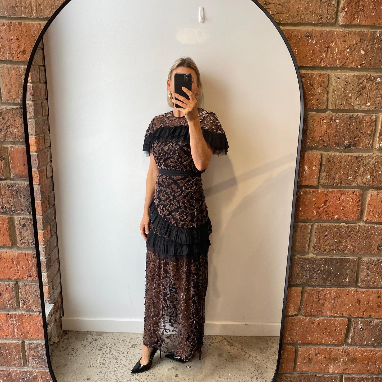 Stevie May Velvet Mesh Maxi Dress - Size 8