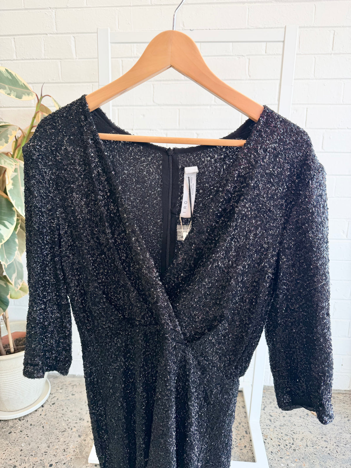 IRO Black Sequin Mini Dress - Size 40 (12)