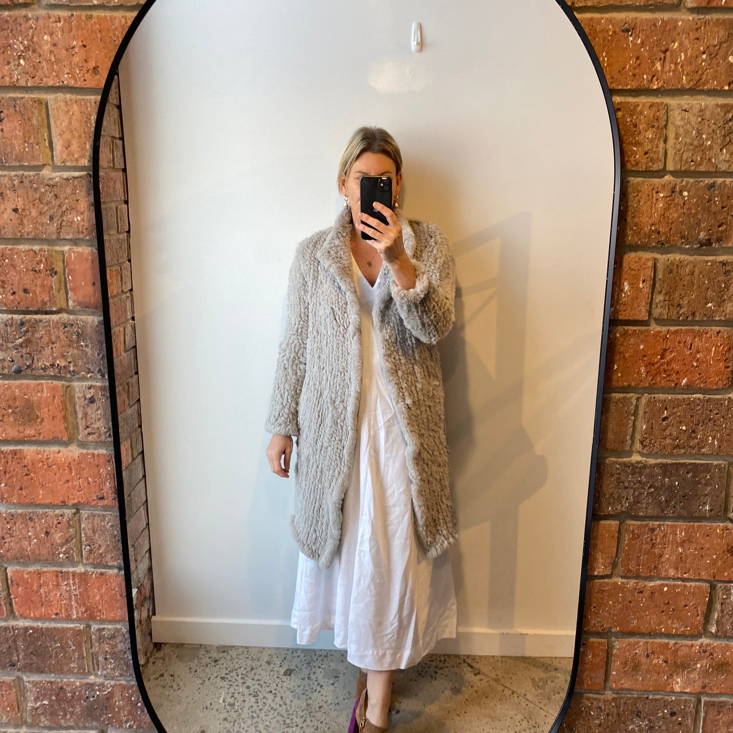 Friends with Frank Fur Jacket in Light Grey- Size Small (8/10)