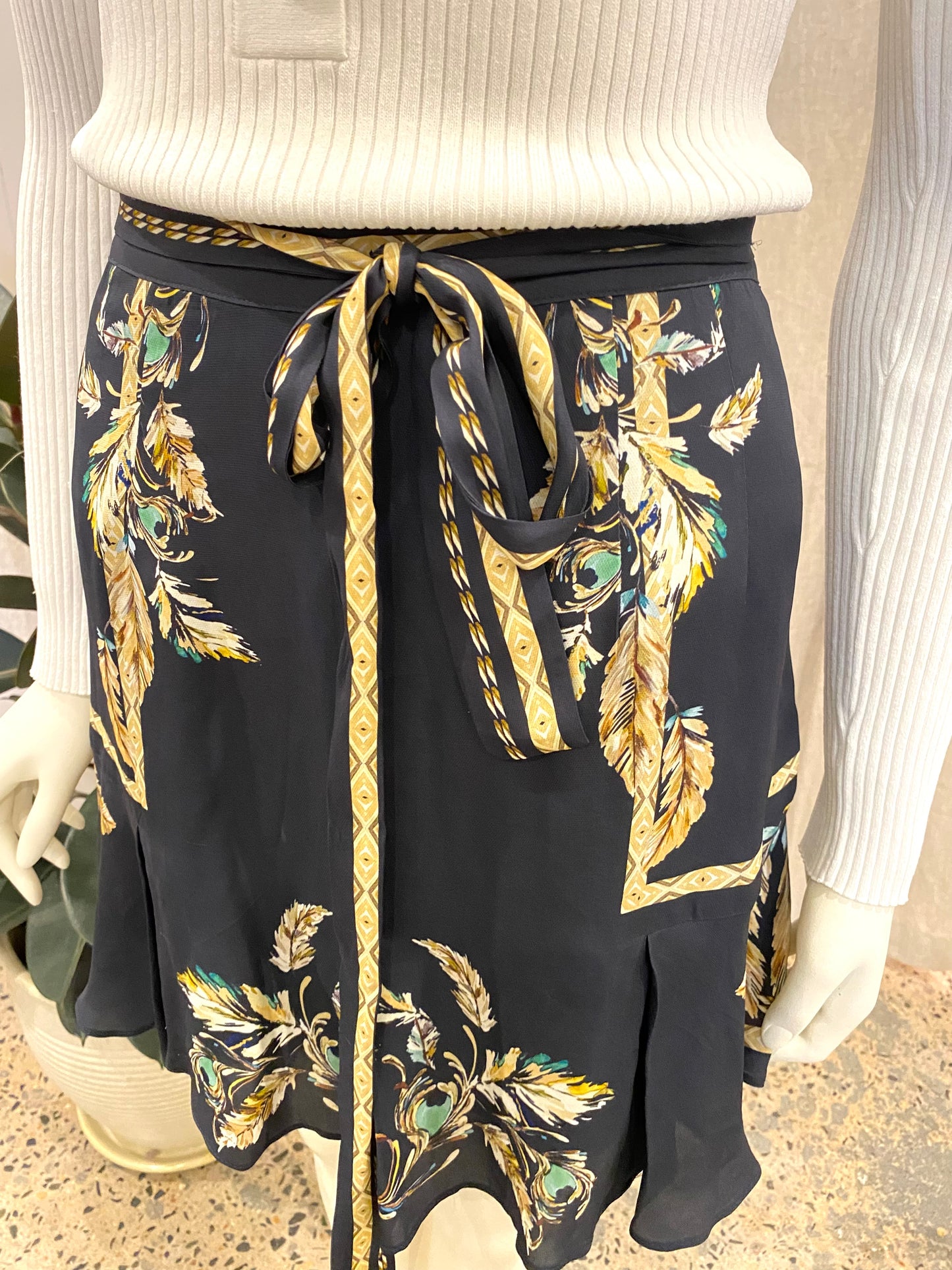 Reiss Jenny Feather Print Skirt - Size 14