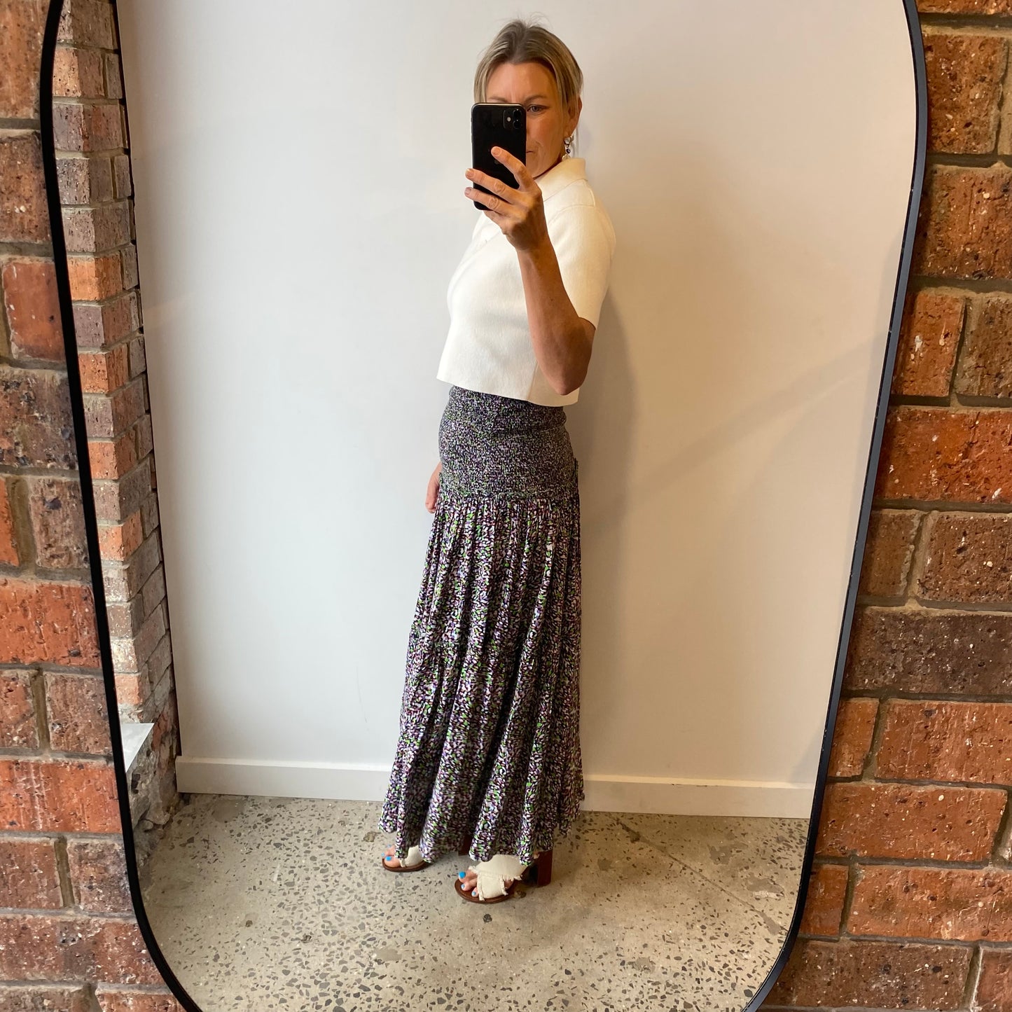 Ginger and Smart Black and Speckle Midi Skirt - Size 10