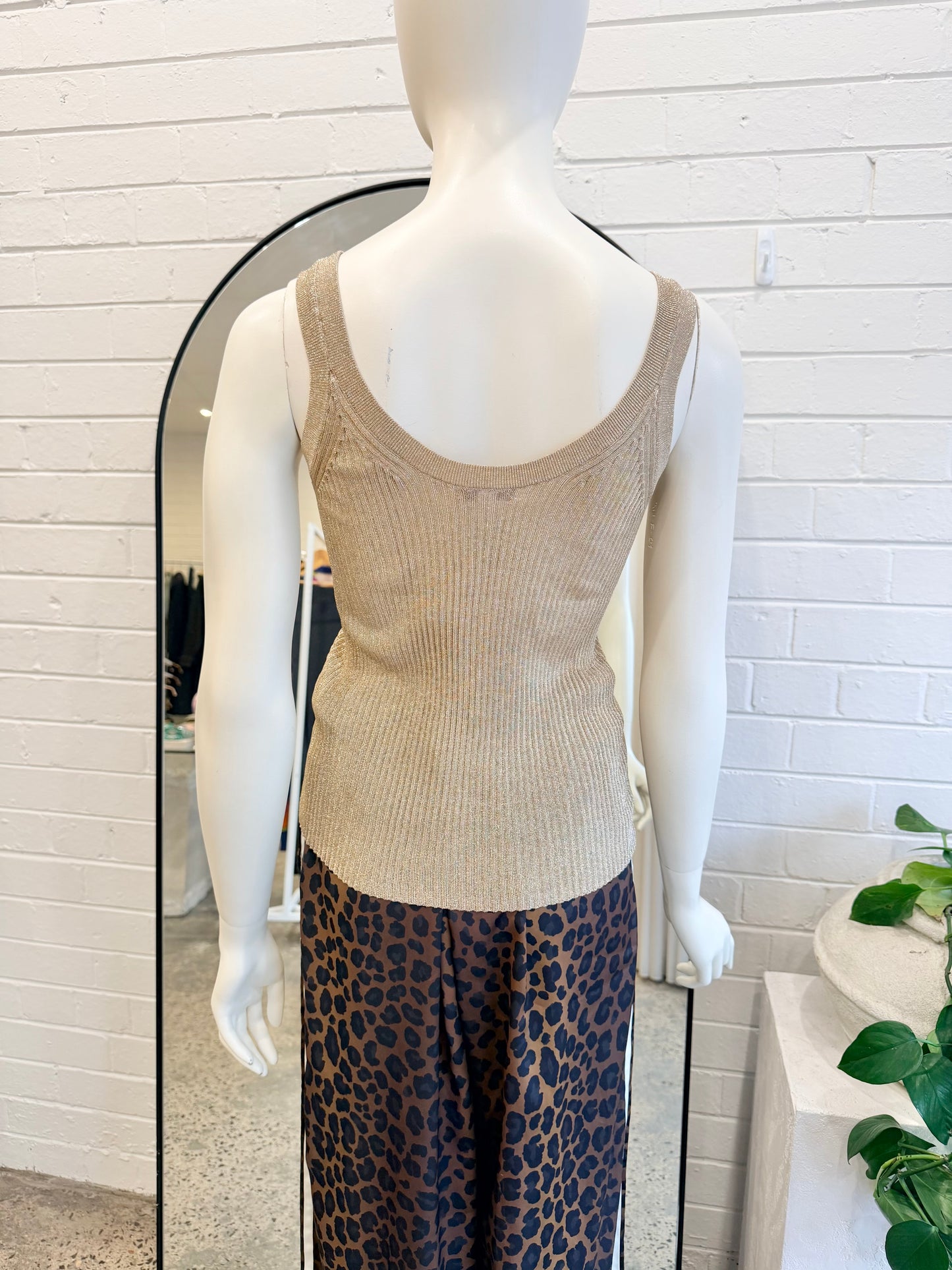 Reiss Gold Metallic Imogen Vest - Size M (10 - 12)