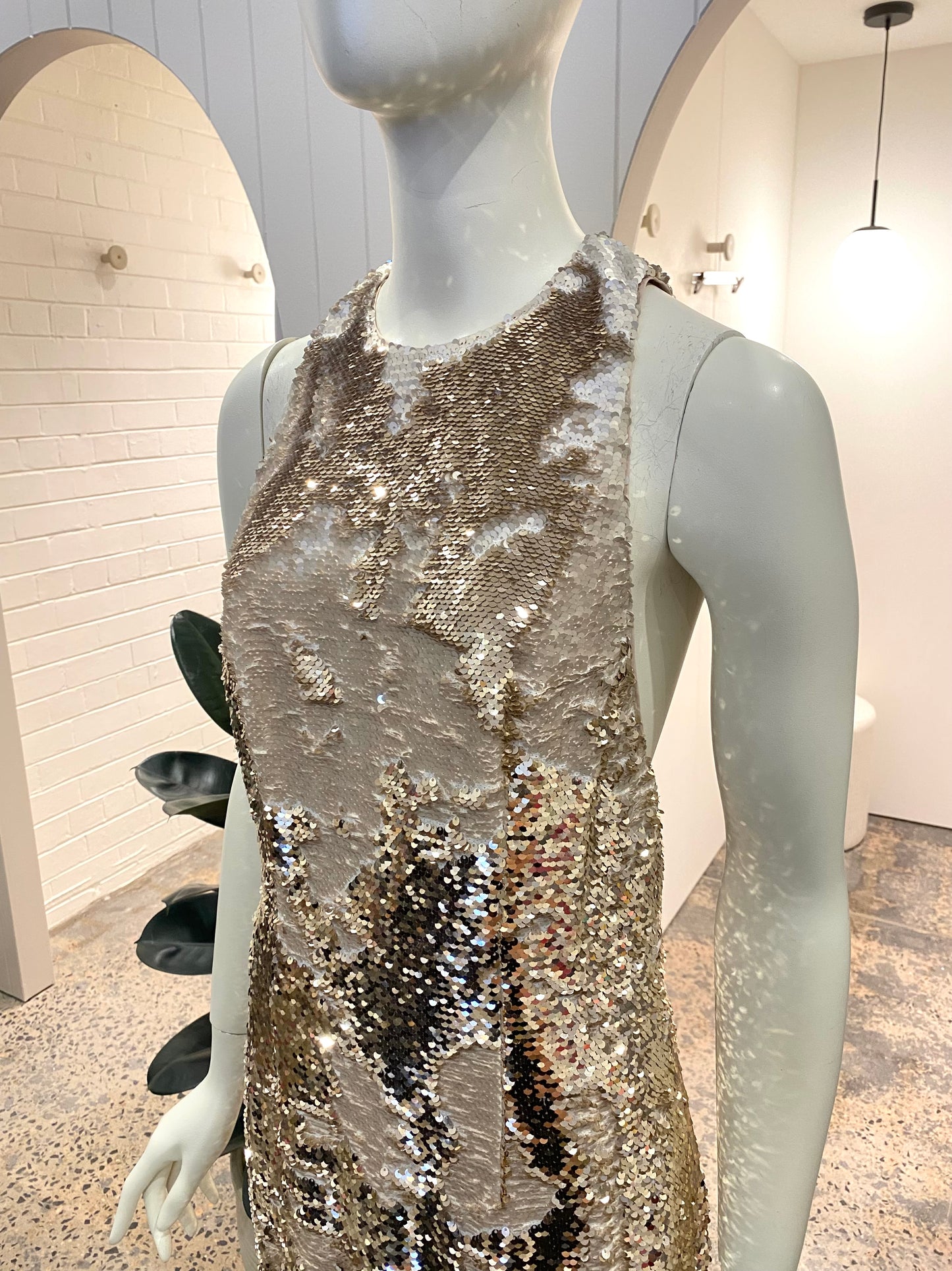 Misha Sequin Halter Neck Dress - Size 10