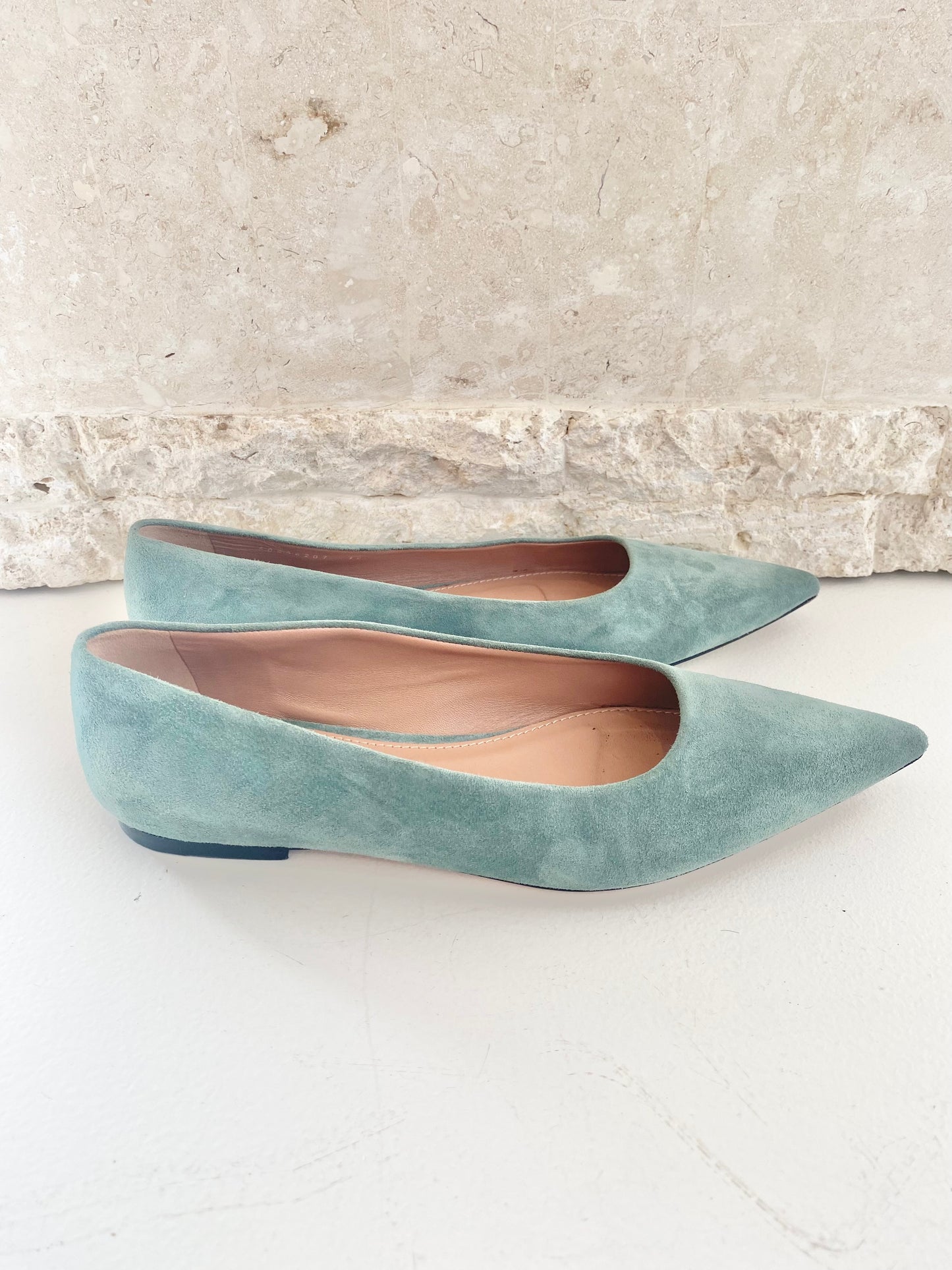 Hugo Boss Suede Ballet Flats in Sage - Size 38