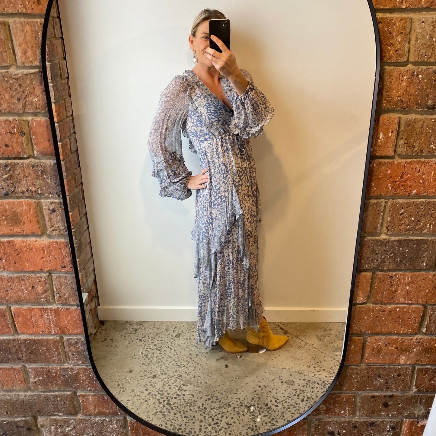 Shona Joy Harmony Flutter Sleeve Midi Dress - Size 8