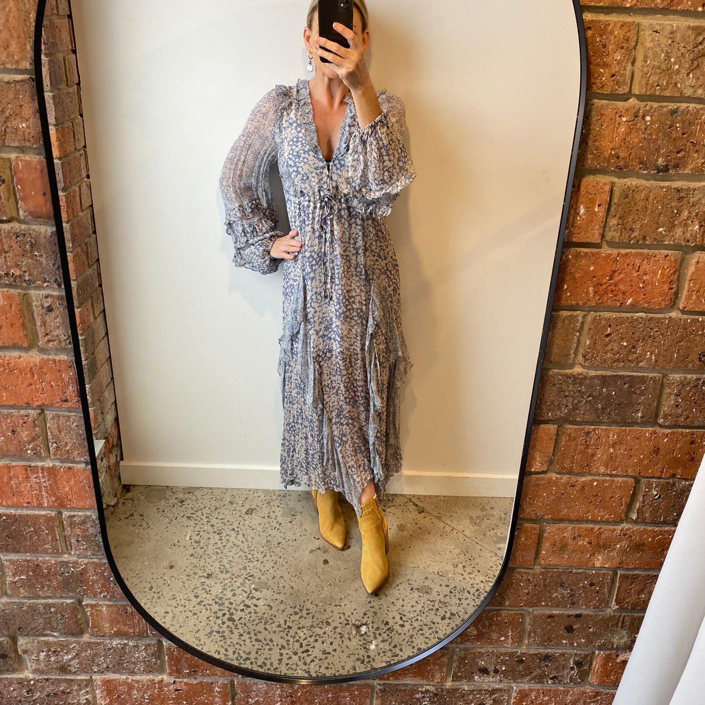 Shona Joy Harmony Flutter Sleeve Midi Dress - Size 8
