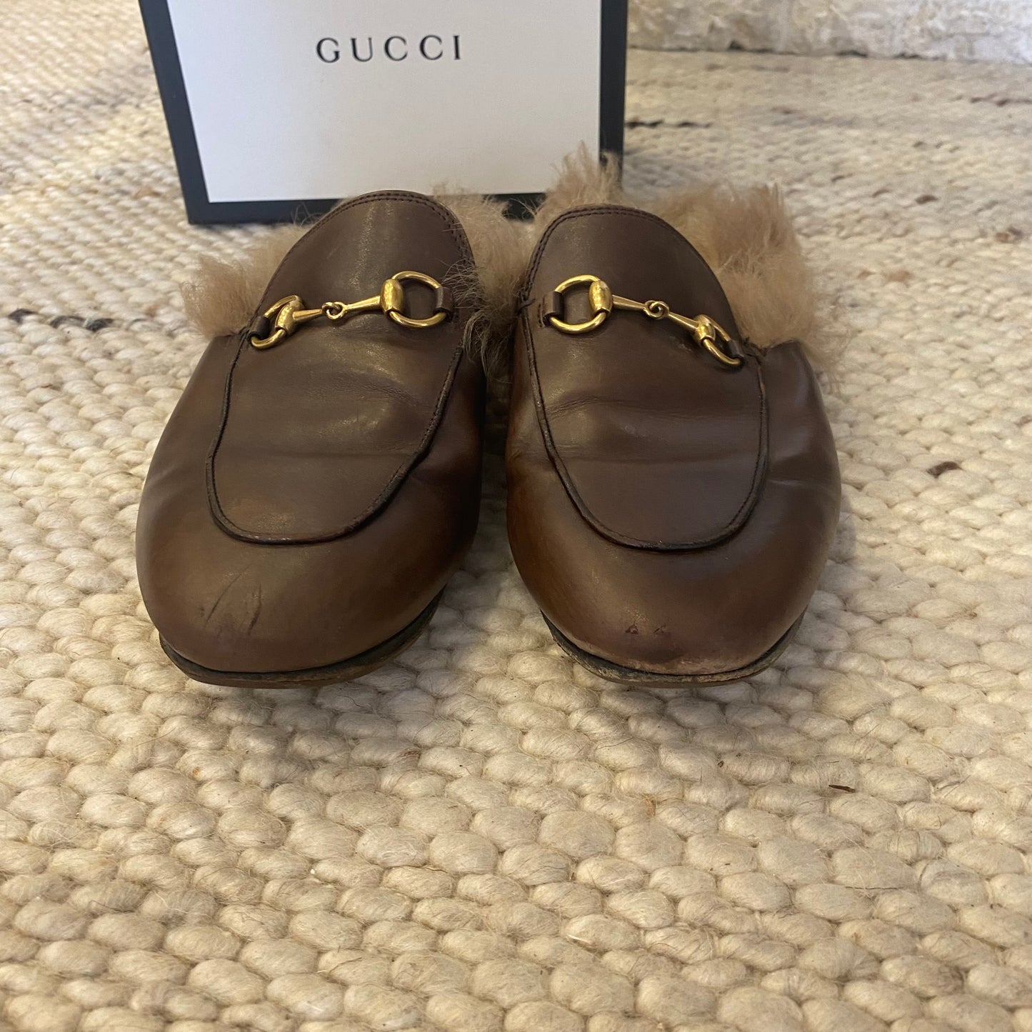 Gucci 'Princetown' Fur Loafer in Brown - Size 38