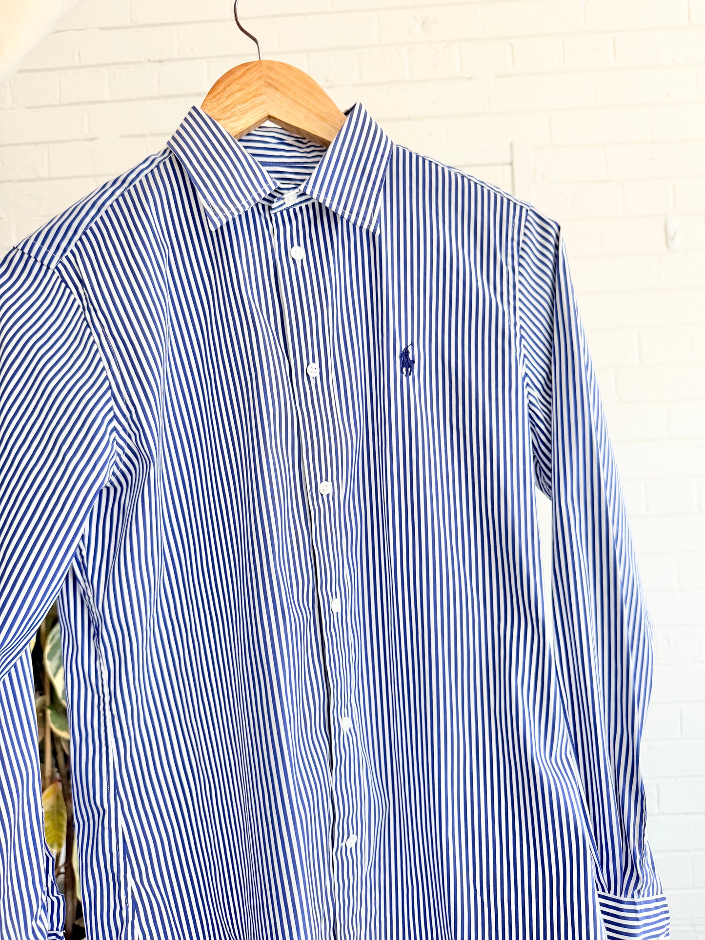 Polo Ralph Lauren Classic Fit Blue / White Striped Cotton Shirt — Size 10 (US 6)