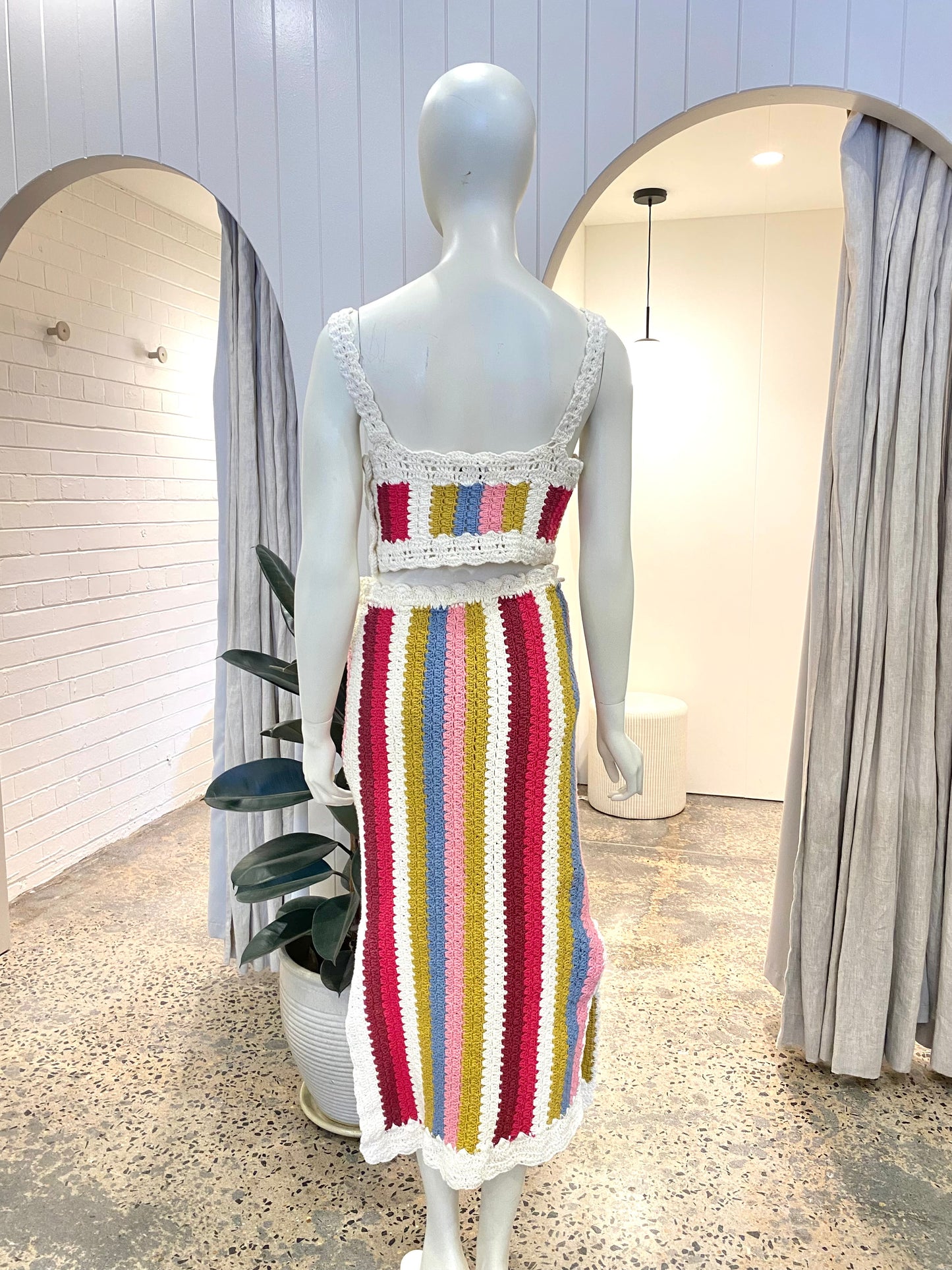 Steele Crochet Rainbow Stripe Etta Top and Hasnel Skirt Set - Size XS (8/10)