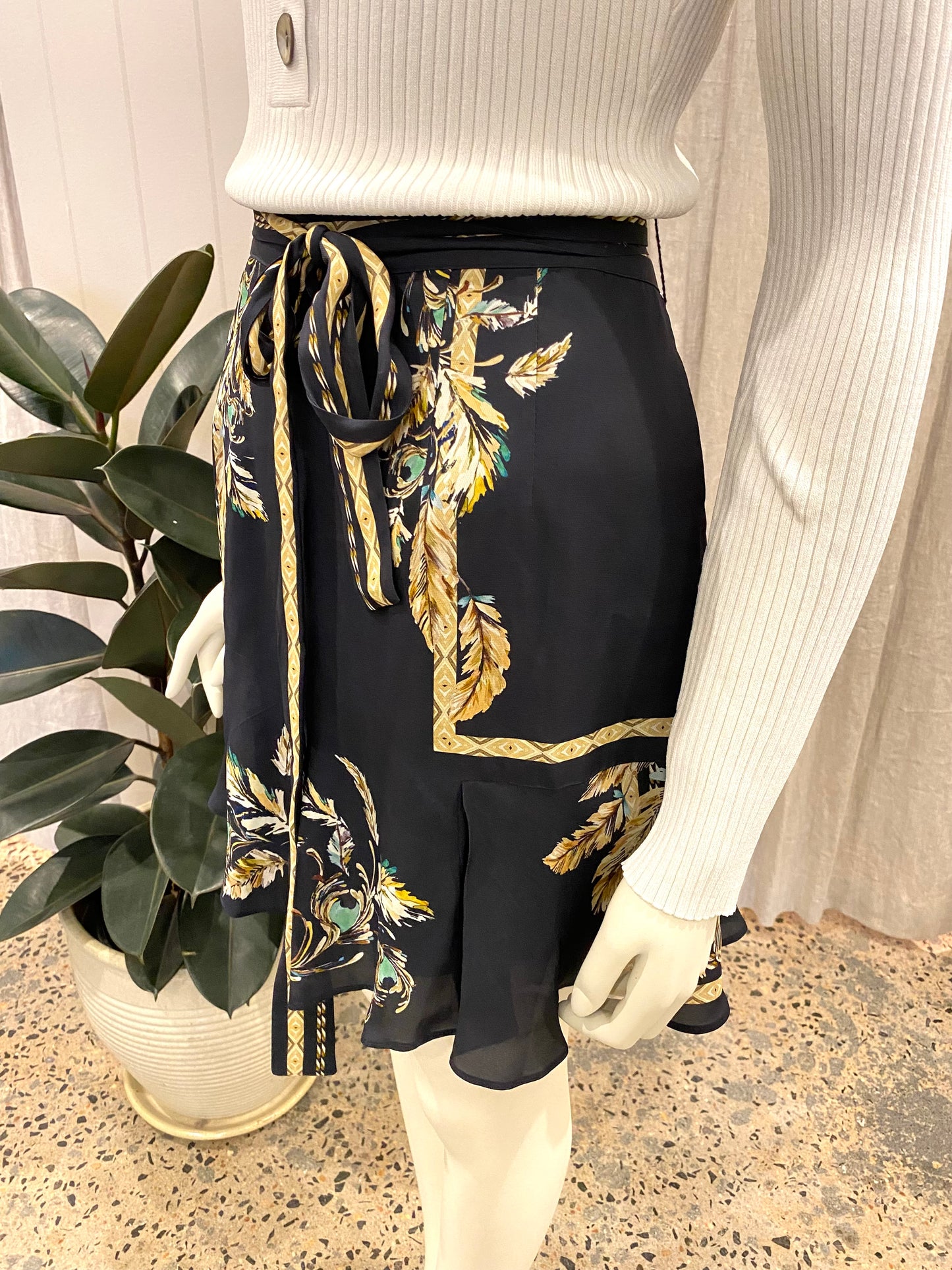Reiss Jenny Feather Print Skirt - Size 14