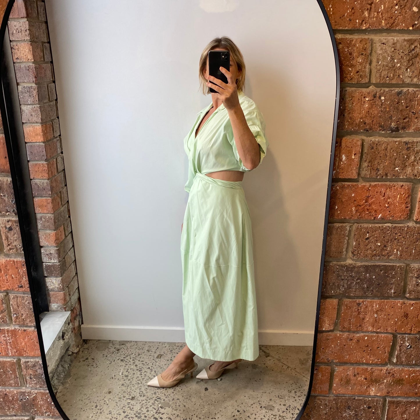 Camilla & Marc Kyra Cocoon Midi Dress in Sour Apple - Size 12