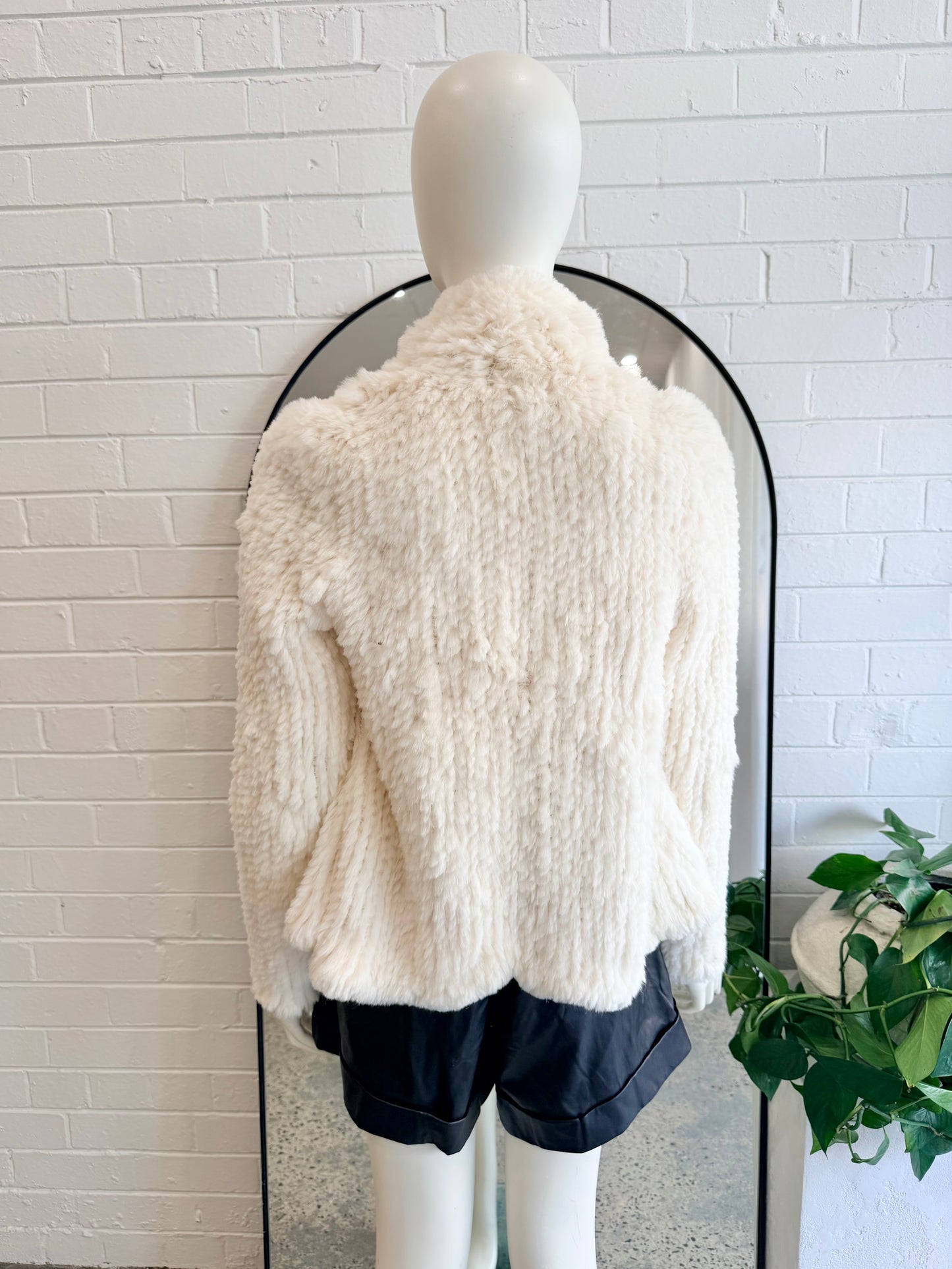 Lilya Cream Rabbit Fur Jacket - Size Small