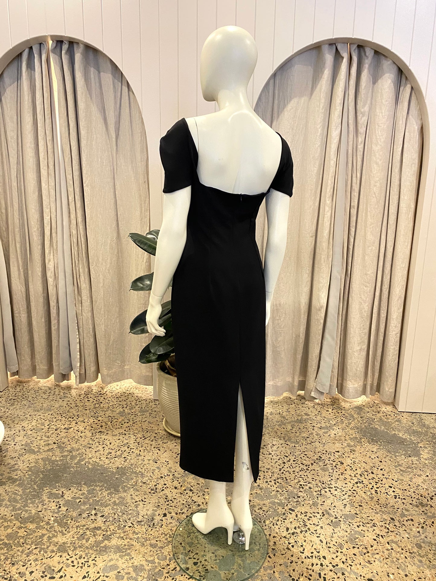 Effie Kats Black Cap Sleeve Dress - Size 14