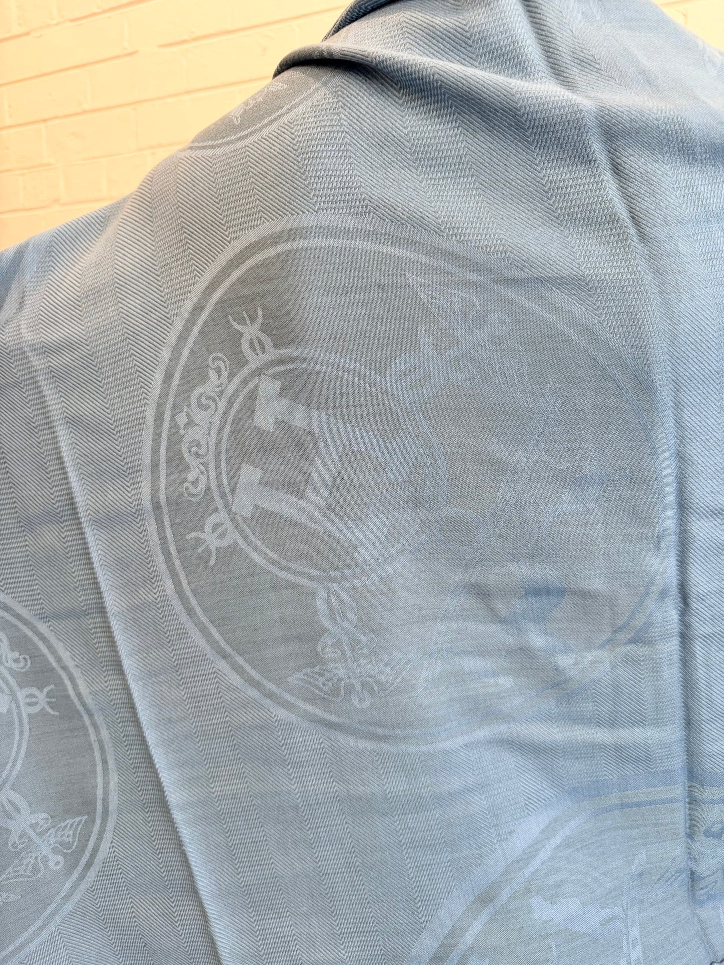 Hermes Blue New Libris Cashmere Scarf