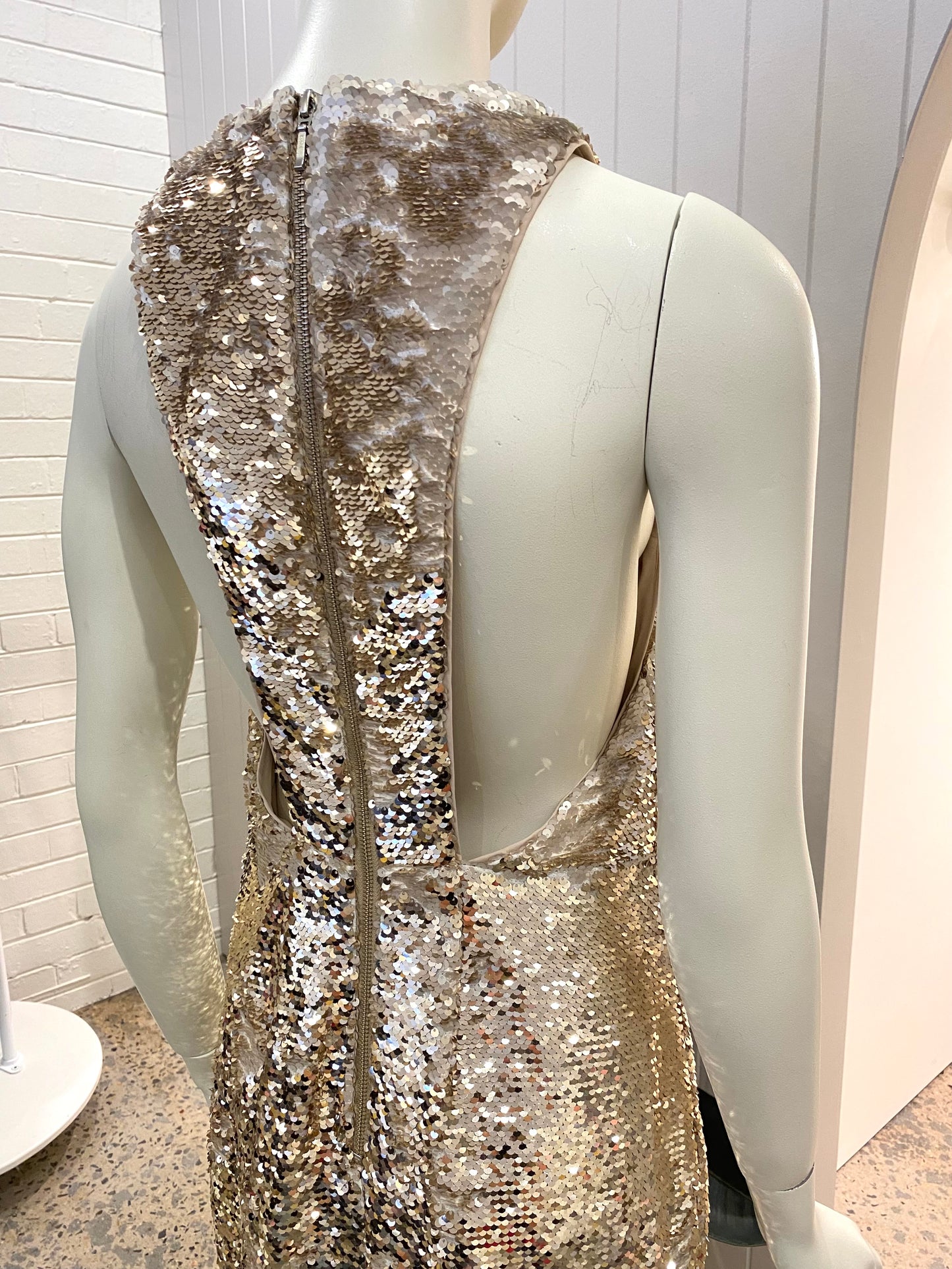 Misha Sequin Halter Neck Dress - Size 10