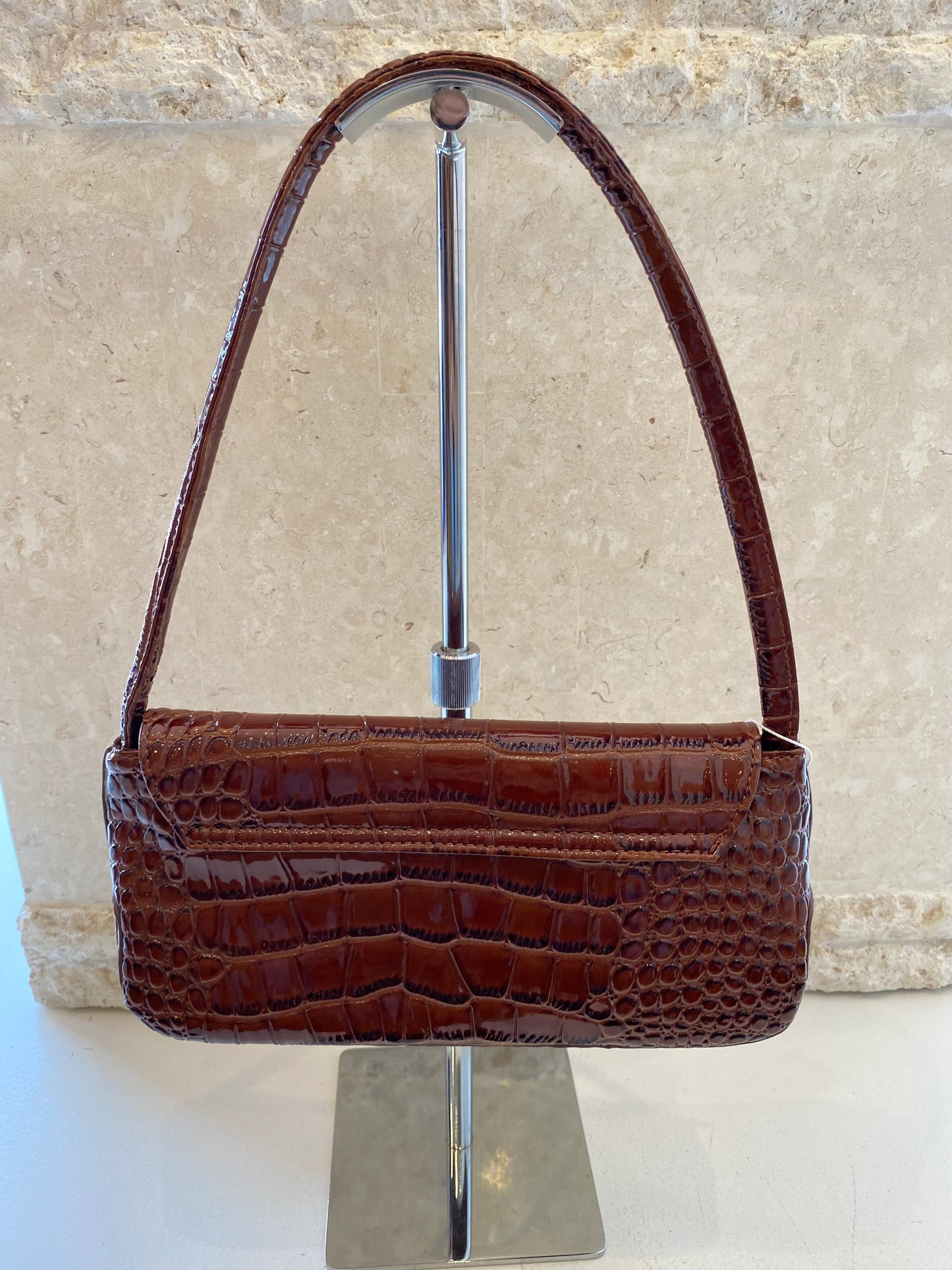 Brie Leon Brown Faux Croc Camille Bag