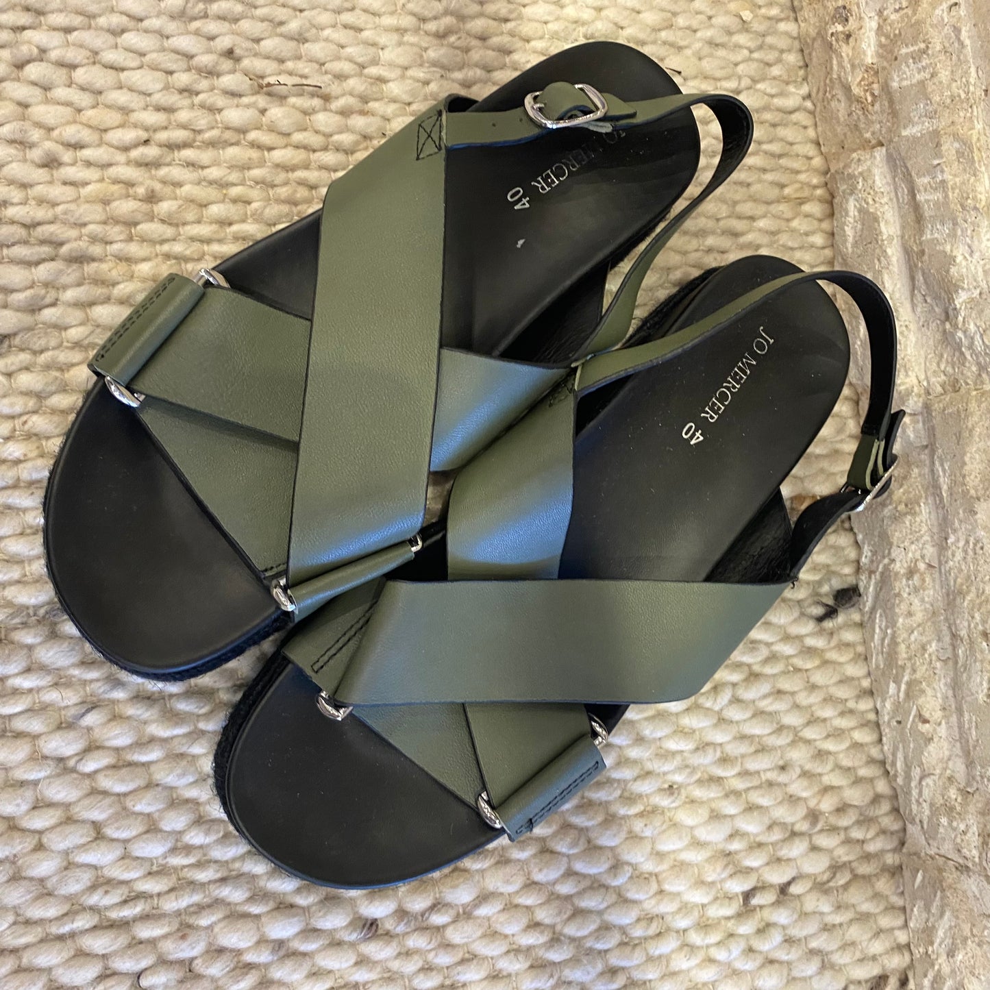 Jo Mercer Miles Sandals in Olive - Size 40