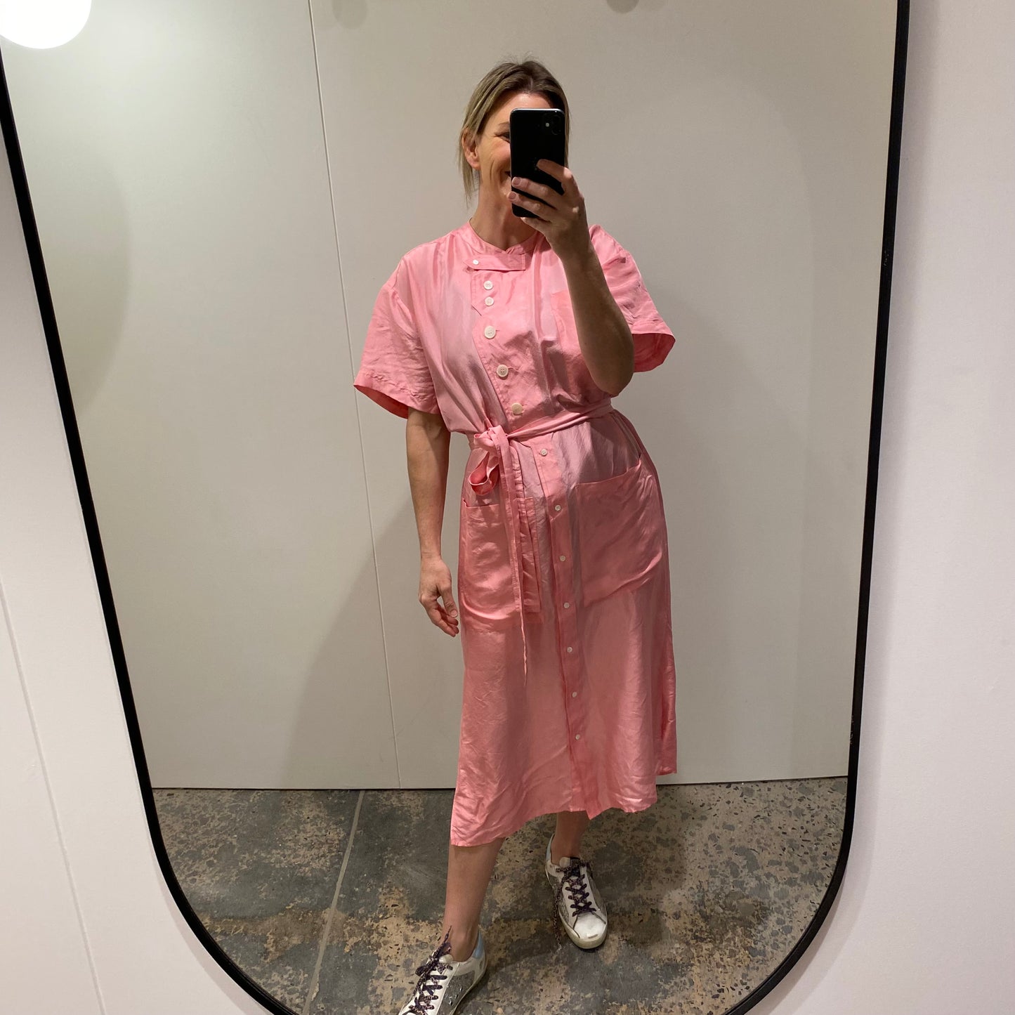 Oroton Foxglove Column Silk Dress in Pink - Size 8